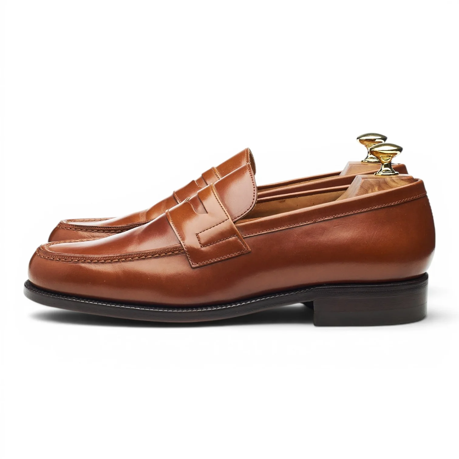 '13219' Tan Brown Leather Split Toe Loafers UK 7.5 E - Image 3
