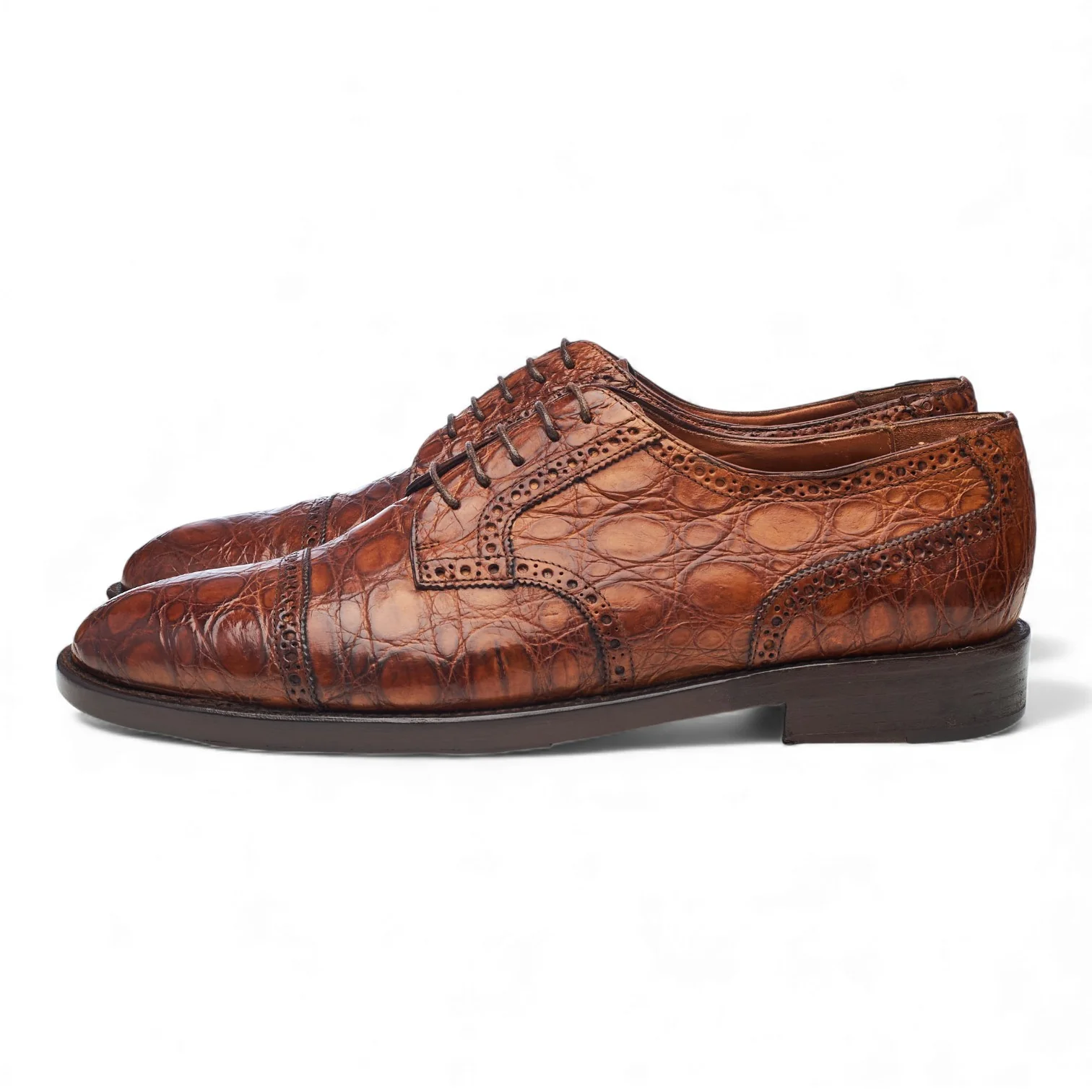 '1763' Tan Brown Crocodile Grain Leather Derby UK 9.5 US 10 D - Image 3
