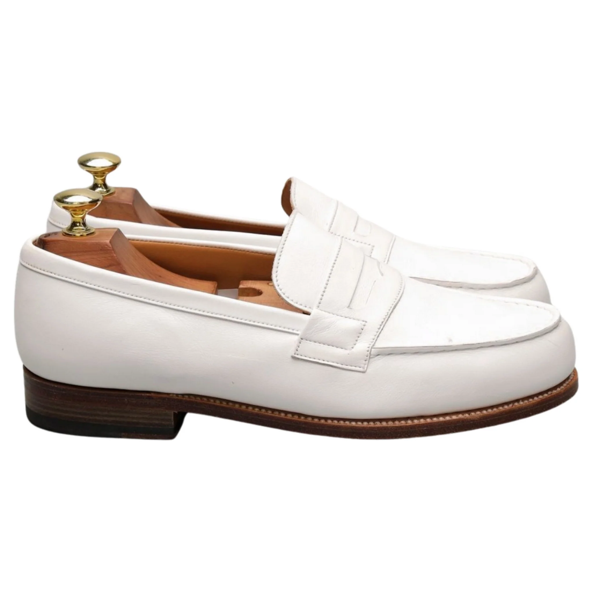 '180 Mocassin' White Leather Loafers 7 E UK 8