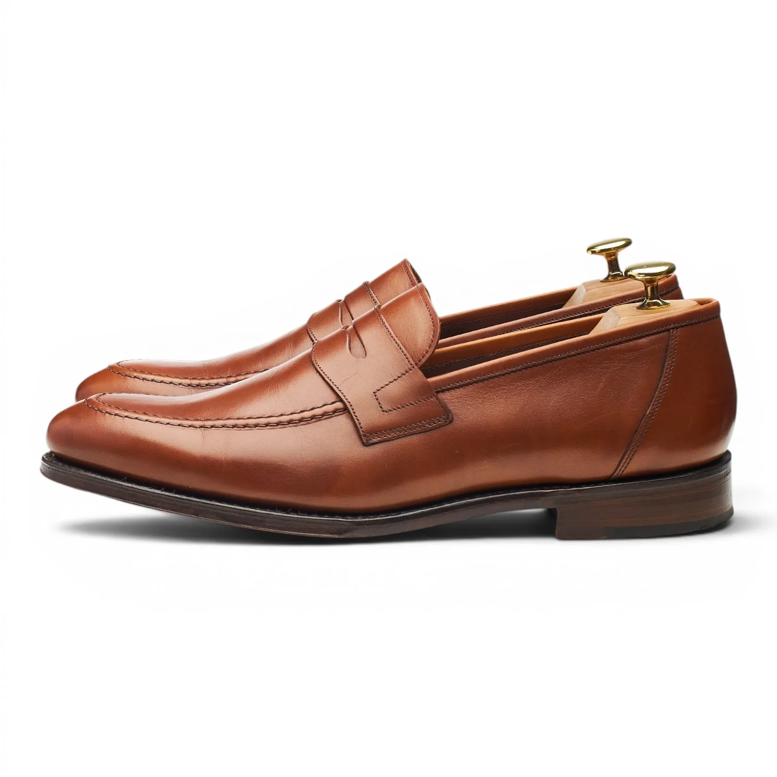 1880 'Anson' Tan Brown Leather Loafers UK 8.5 F - Image 3