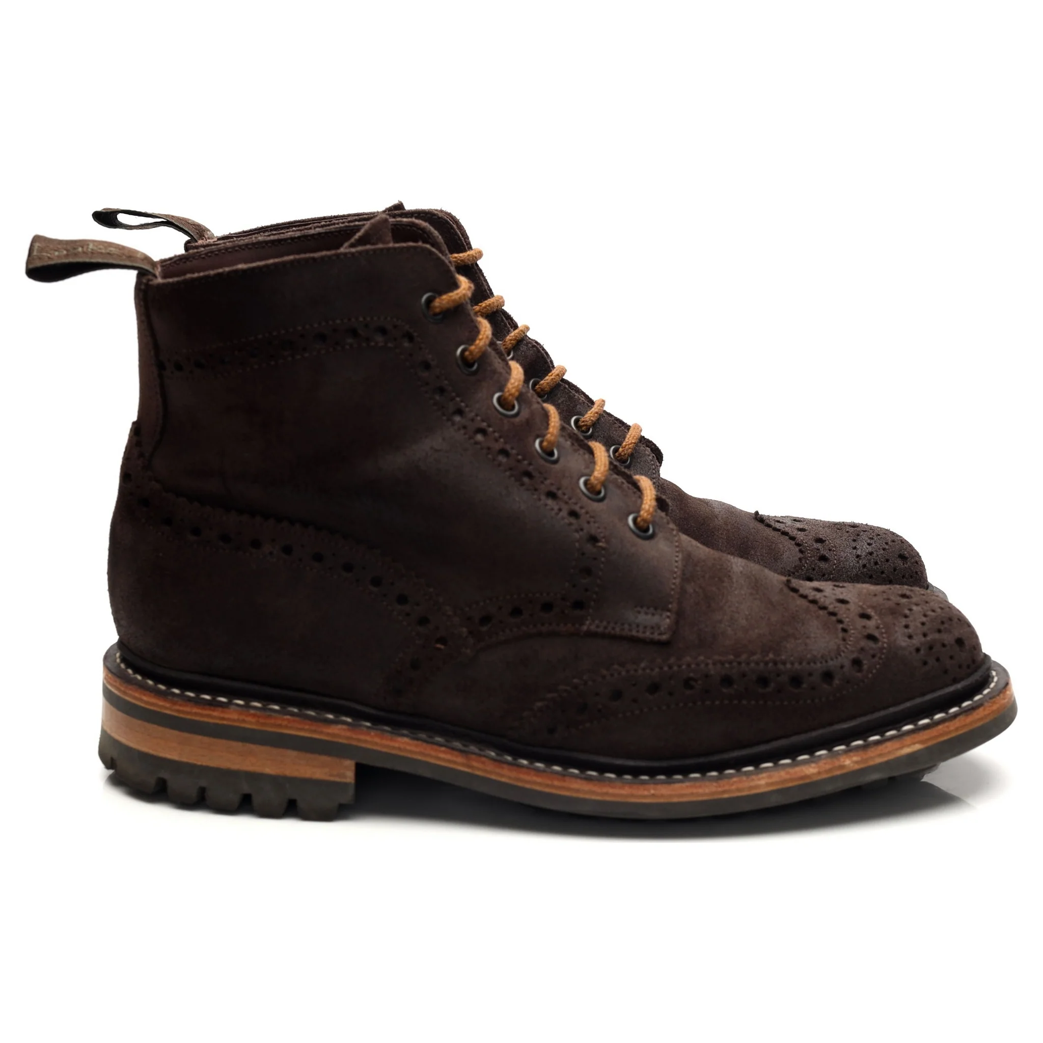 MTO 1880 'Bedale' Dark Brown Waxed Suede Brogue Boots UK 6 G