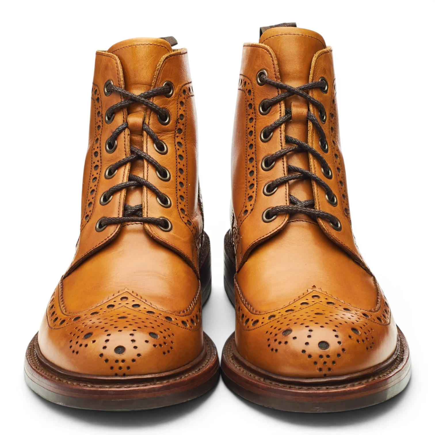 1880 'Bedale' Tan Brown Leather Brogue Boots UK 6 G - Image 2