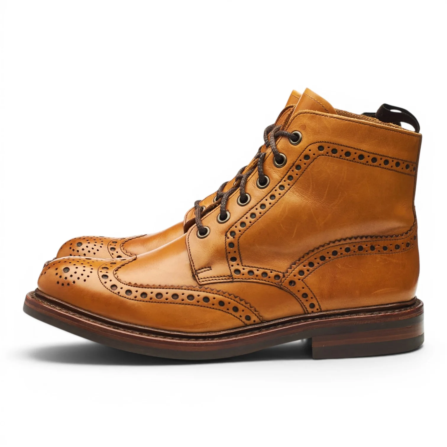 1880 'Bedale' Tan Brown Leather Brogue Boots UK 6 G - Image 3