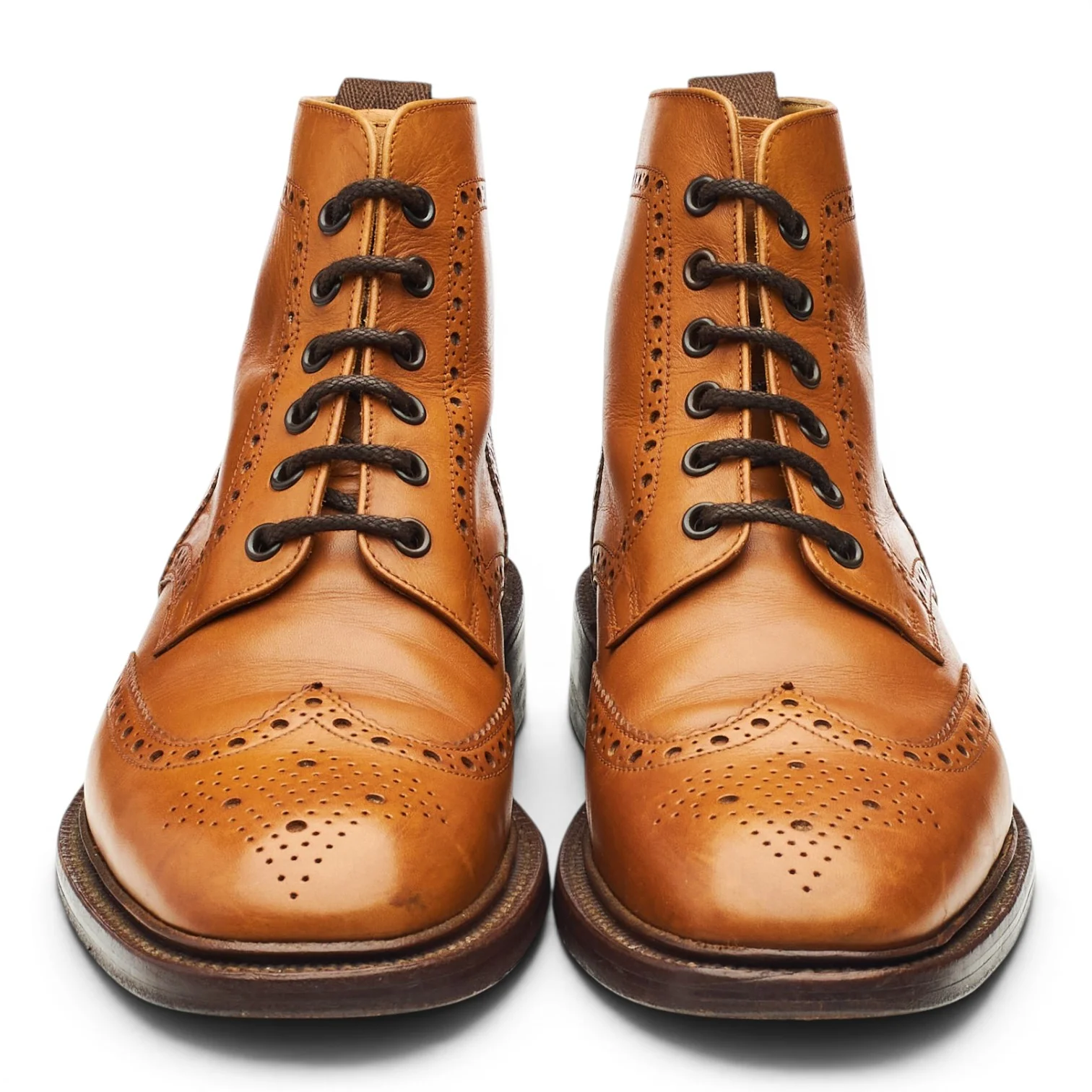 1880 'Burford 2' Tan Brown Leather Brogue Boots UK 7.5 F - Image 2