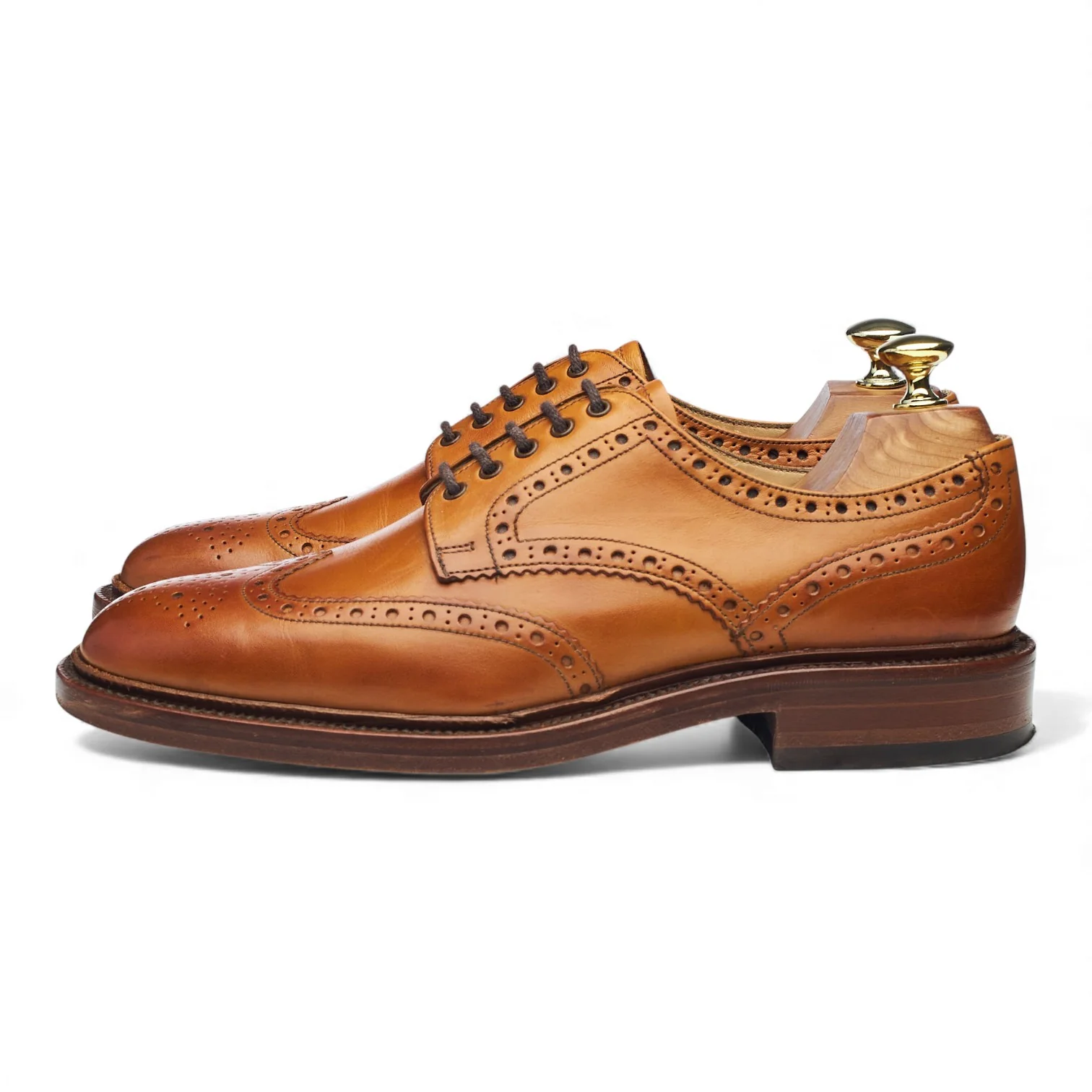 1880 'Chester 2' Tan Brown Leather Derby Brogues UK 7 F - Image 3