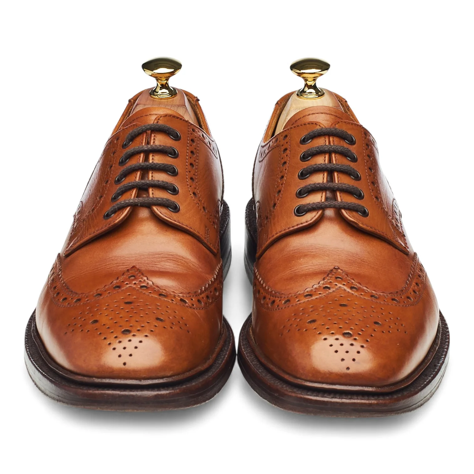1880 'Chester 2' Tan Brown Leather Derby Brogues UK 7 F - Image 2