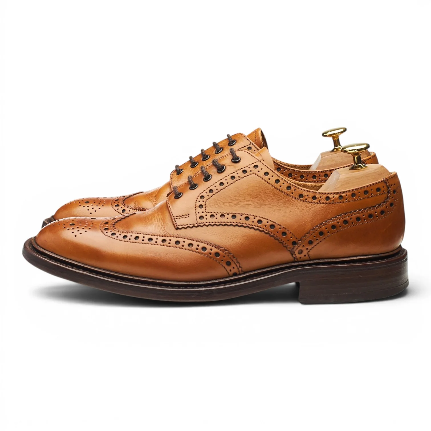 1880 'Chester 2' Tan Brown Leather Derby Brogues UK 8 F - Image 3
