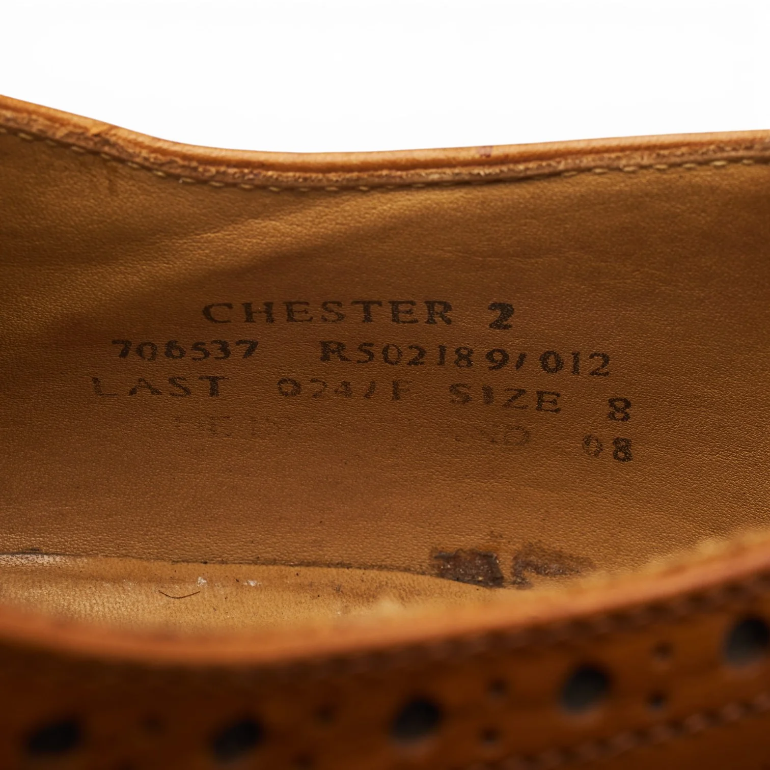 1880 'Chester 2' Tan Brown Leather Derby Brogues UK 8 F - Image 7