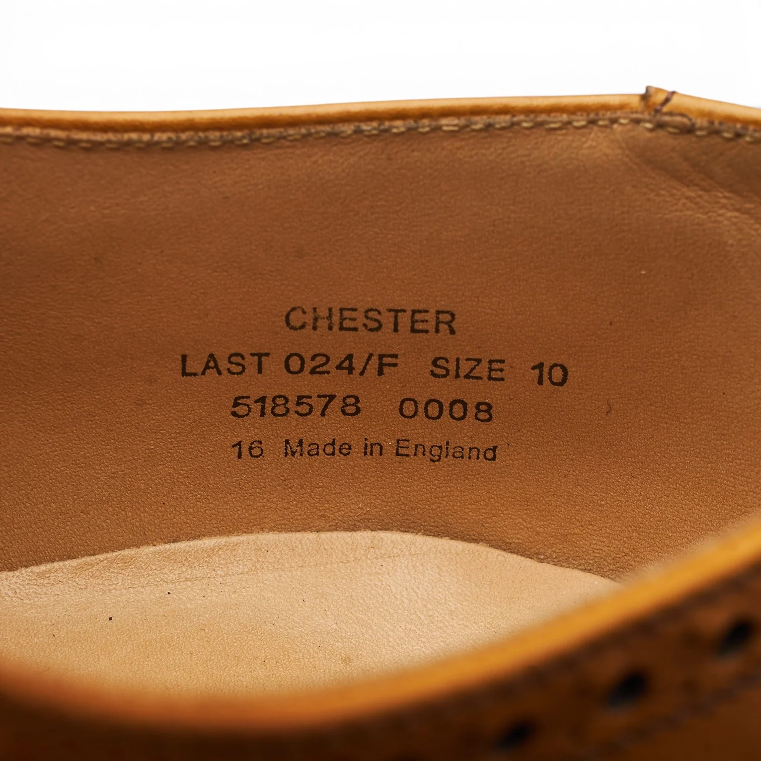 1880 'Chester' Tan Brown Leather Derby Brogues UK 10 F - Image 7