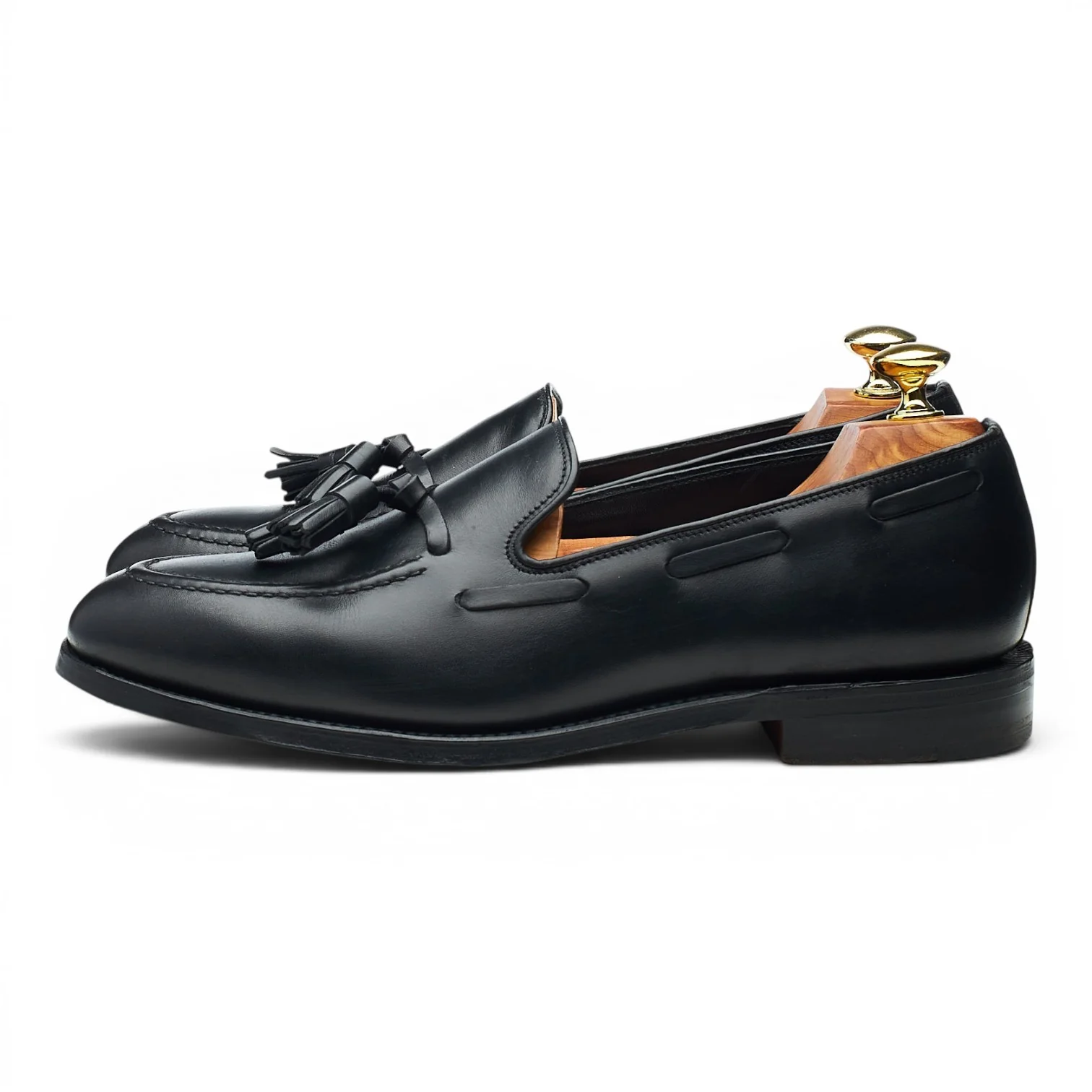 1880 'Russell' Black Leather Tassel Loafers UK 7.5 F - Image 3