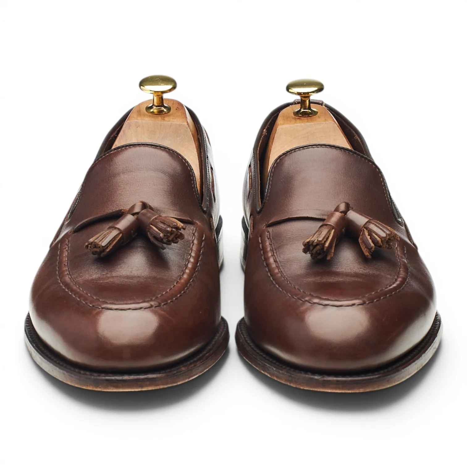 1880 'Russell' Dark Brown Leather Tassel Loafers UK 8 F - Image 2