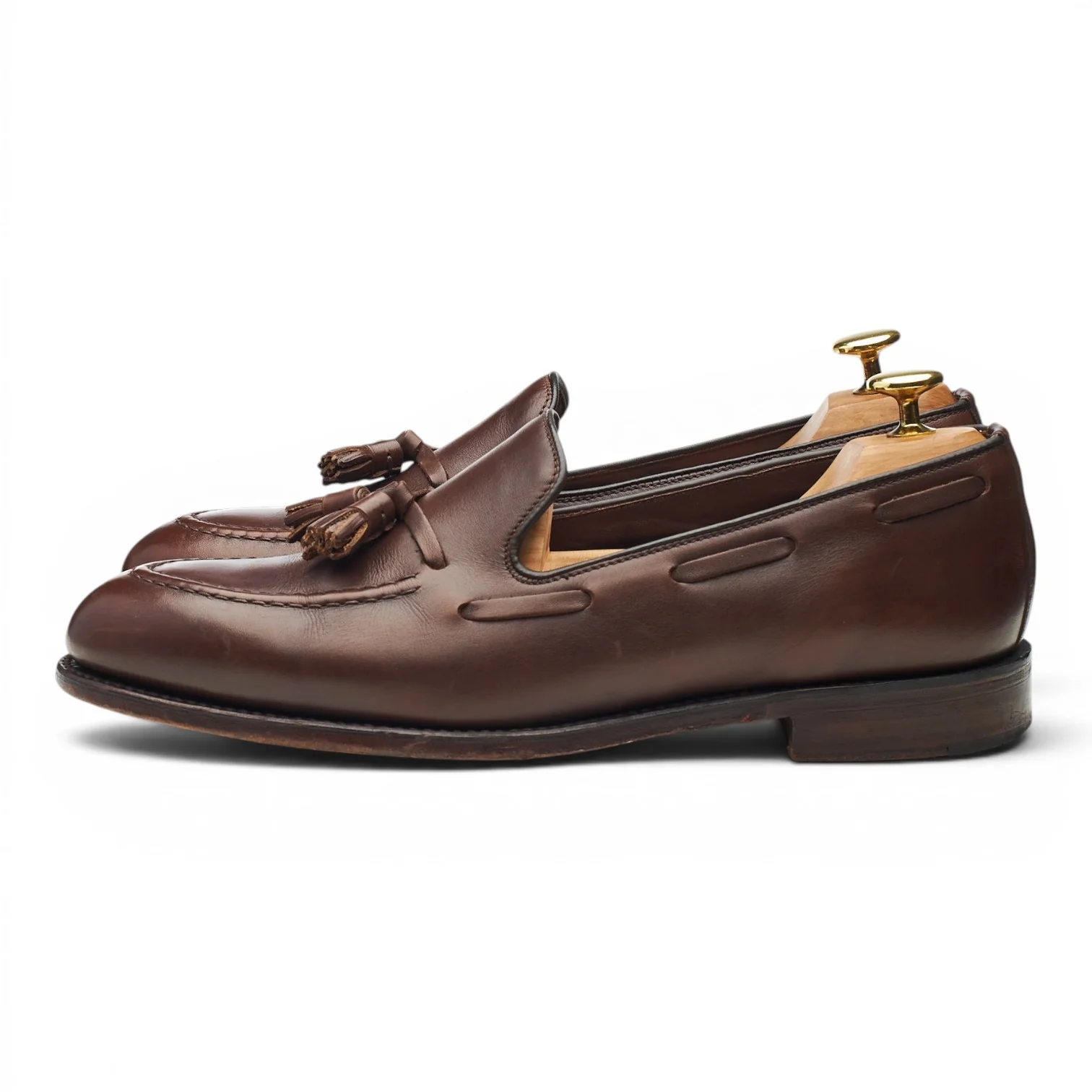 1880 'Russell' Dark Brown Leather Tassel Loafers UK 8 F - Image 3