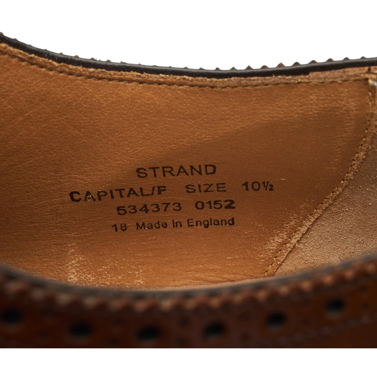 1880 'Strand' Tan Brown Leather Oxford Brogues UK 10.5 F - Image 7
