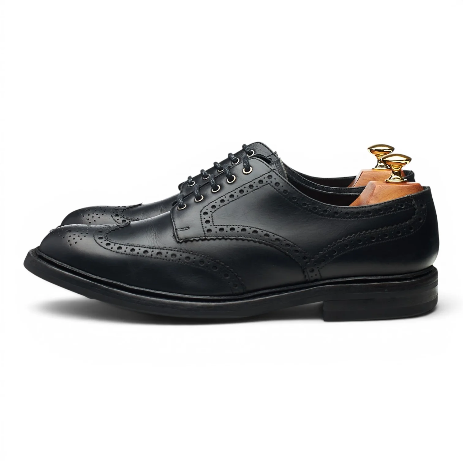 1880 'Worton' Black Leather Derby Brogues UK 9.5 G - Image 3