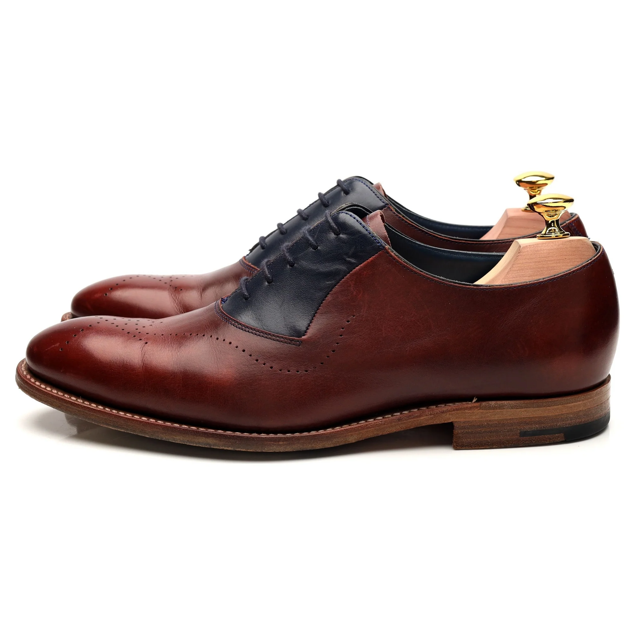 'Harry' Burgundy / Navy Blue Leather Oxford UK 7.5 F - Image 3