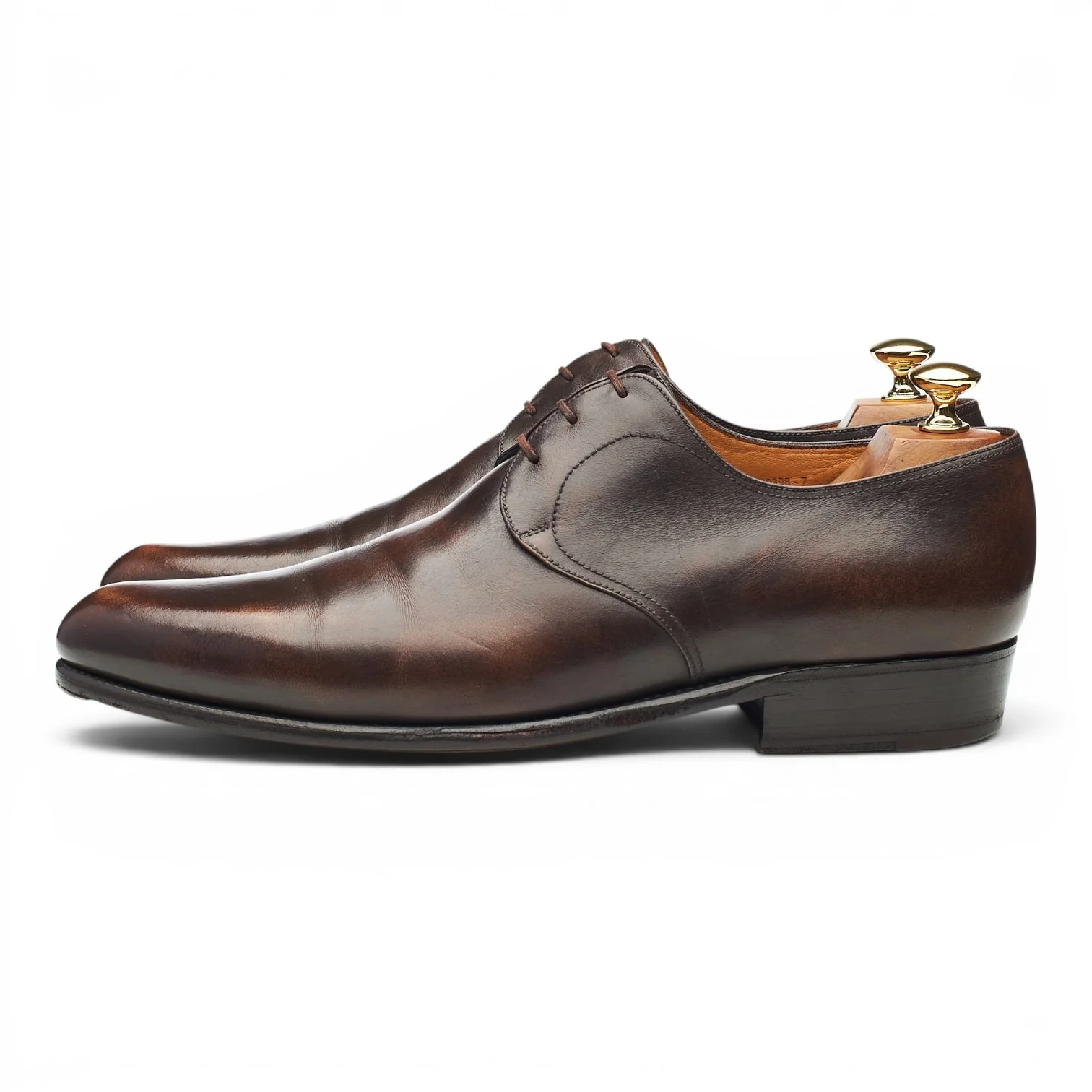 '449' Dark Brown Leather Derby 9 C UK 9 - Image 3