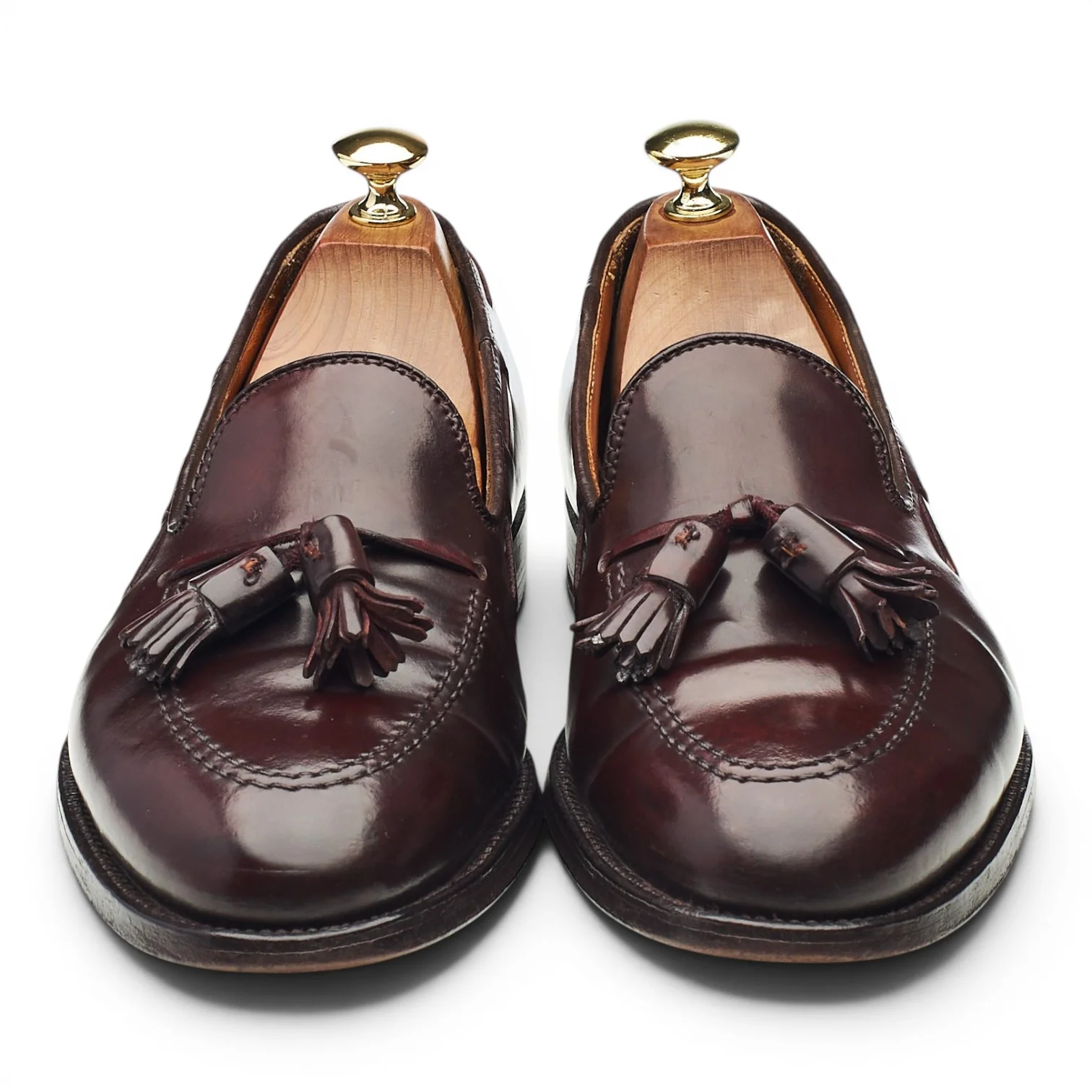 '563' Burgundy Cordovan Leather Tassel Loafers UK 7 US 8 E - Image 2