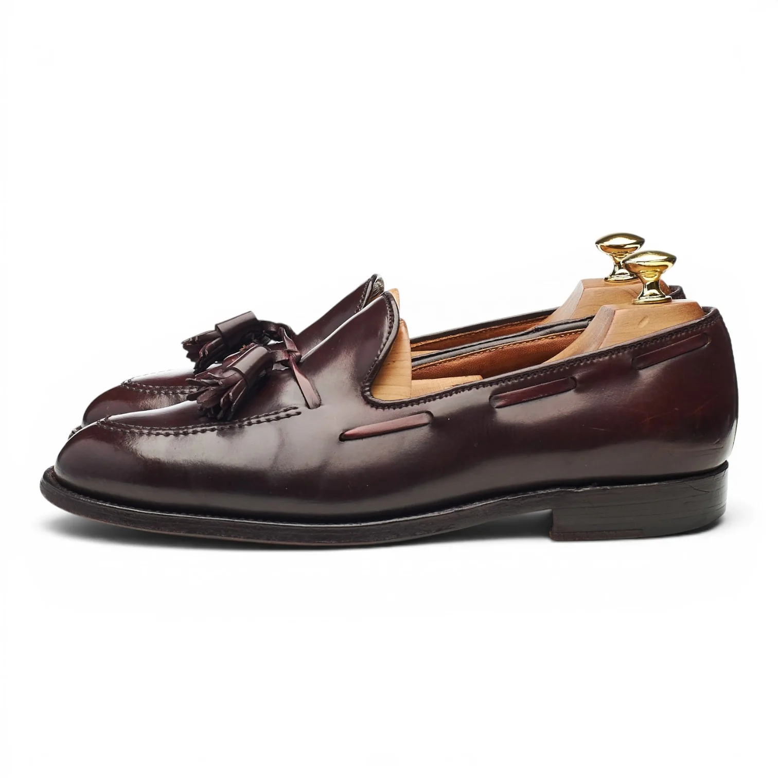 '563' Burgundy Cordovan Leather Tassel Loafers UK 7 US 8 E - Image 3