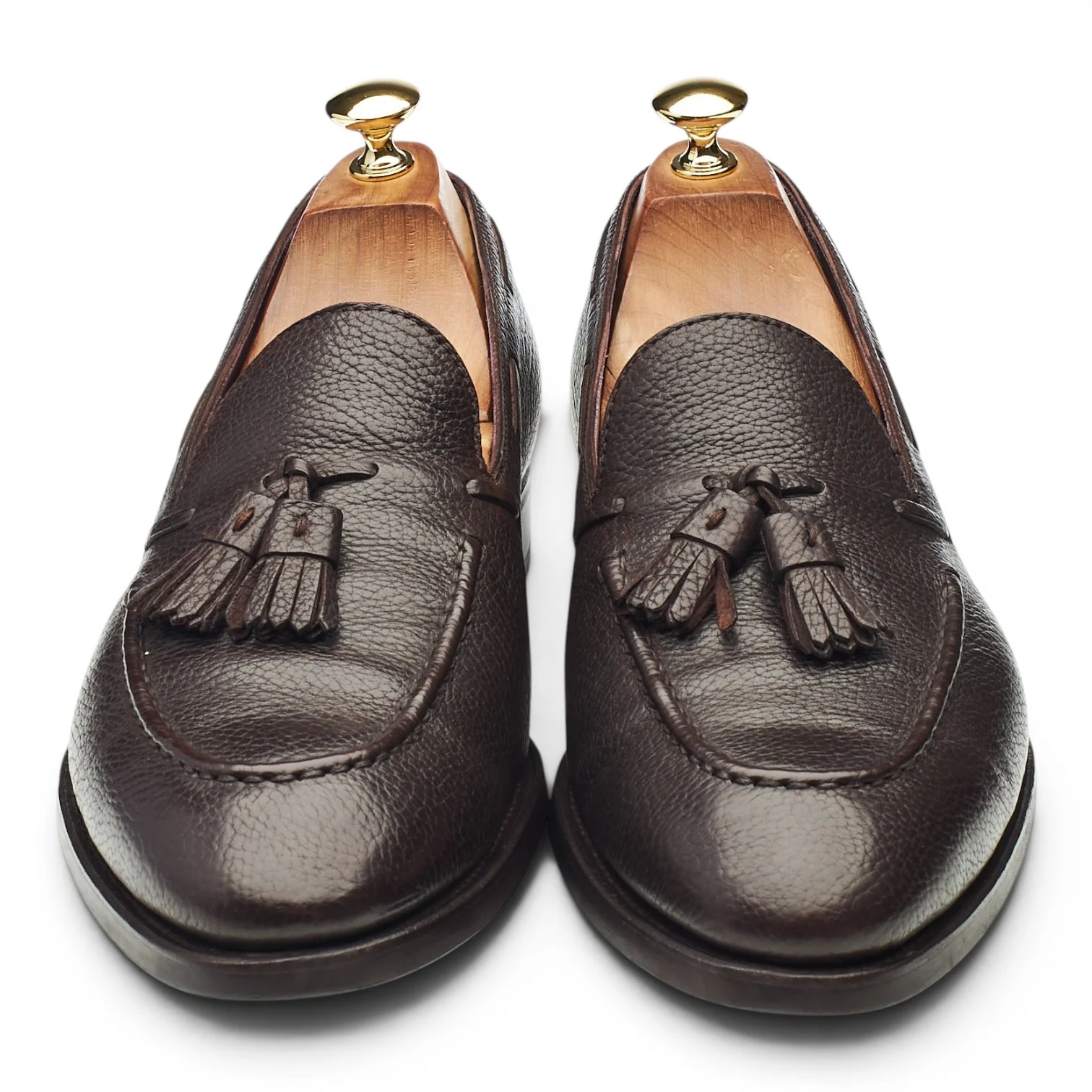 '80215' Dark Brown Grain Leather Tassel Loafers UK 9.5 EE - Image 2