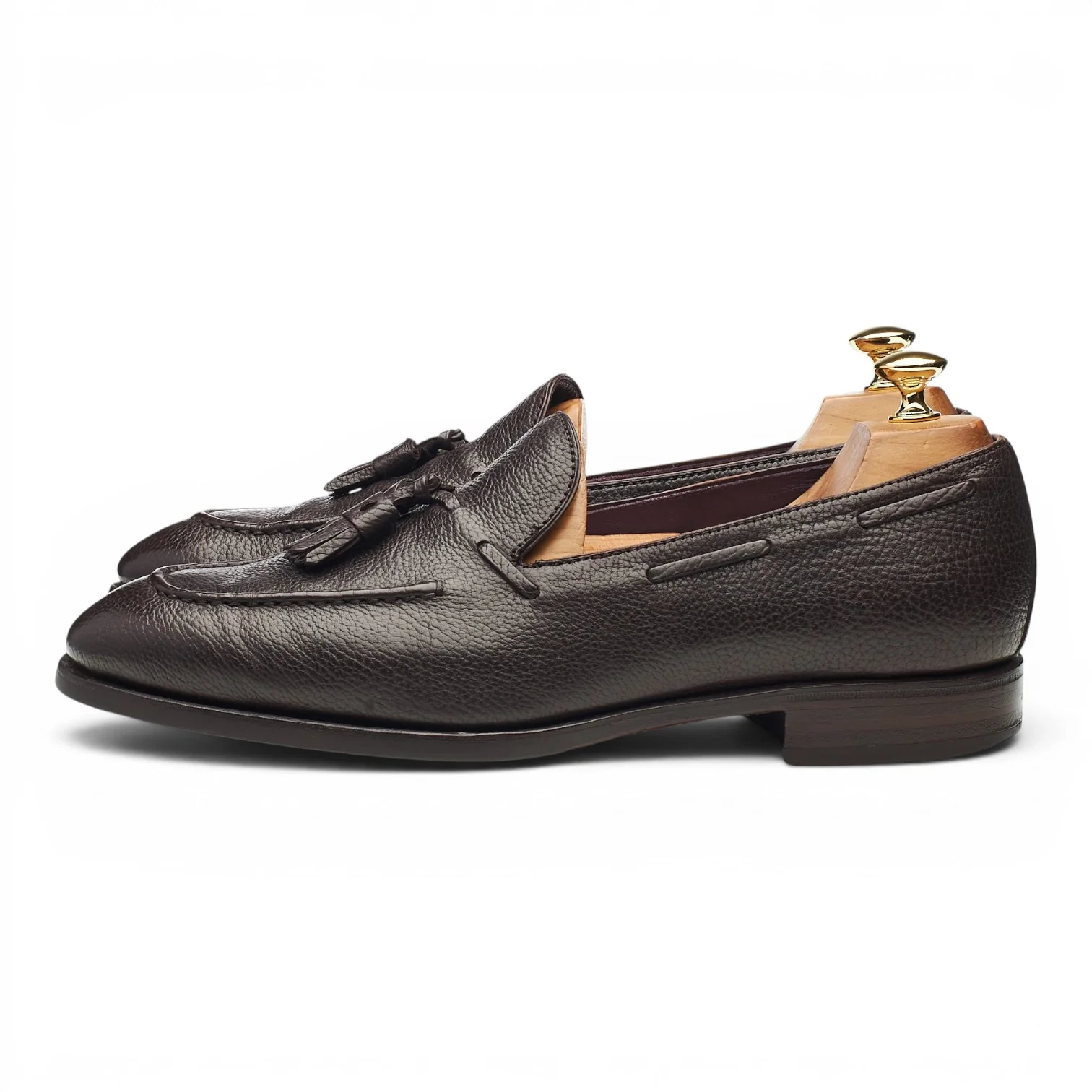 '80215' Dark Brown Grain Leather Tassel Loafers UK 9.5 EE - Image 3
