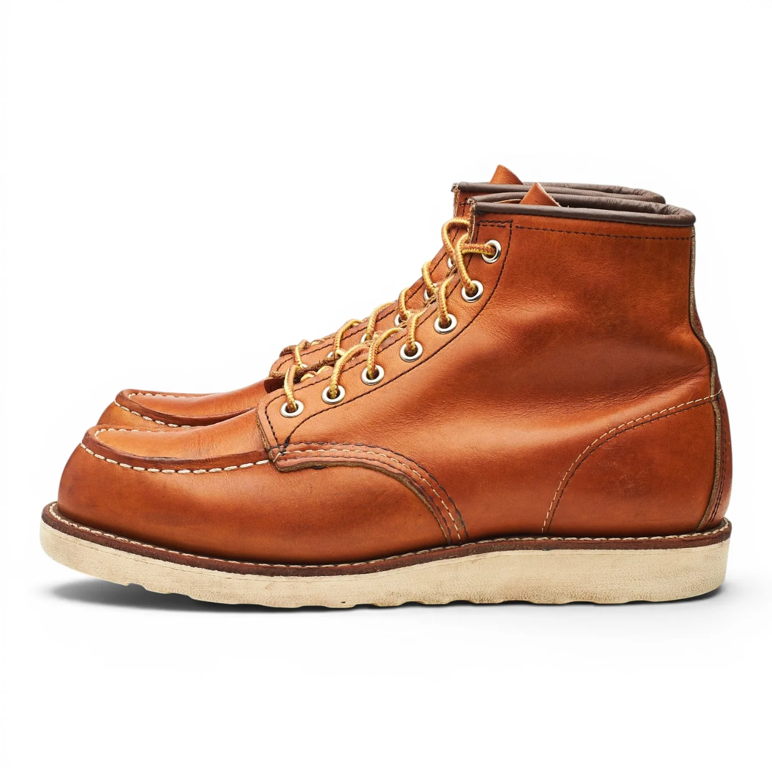 '875' Tan Brown Leather Moc Toe Boots UK 7 US 8 - Image 3