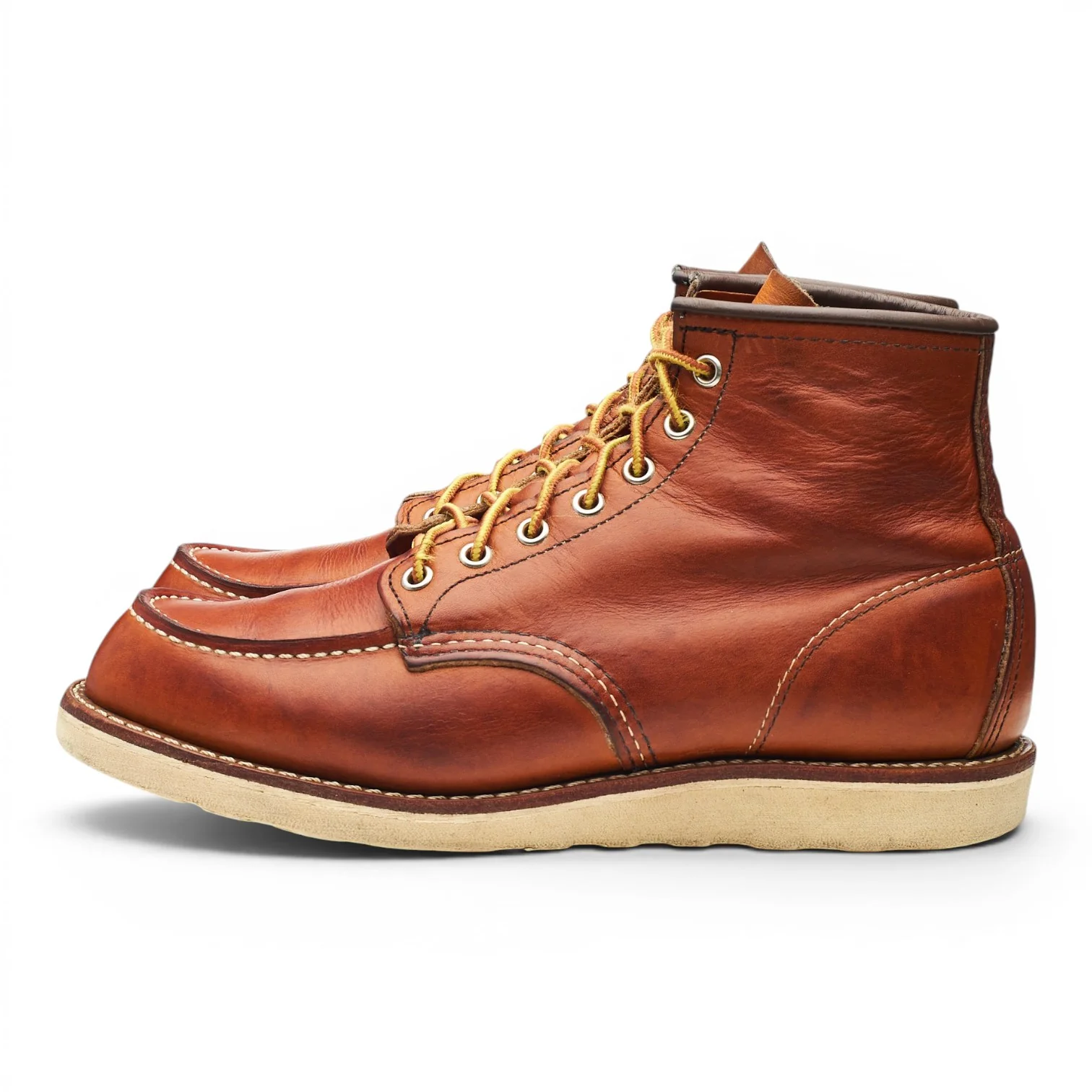'875' Tan Brown Leather Moc Toe Boots UK 8 US 9 - Image 3
