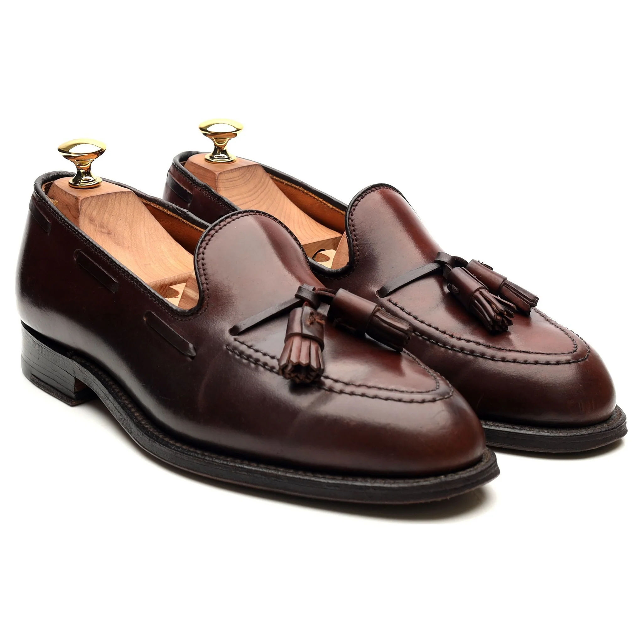 '563' Burgundy Cordovan Leather Tassel Loafers UK 7 US 7.5 - Image 7