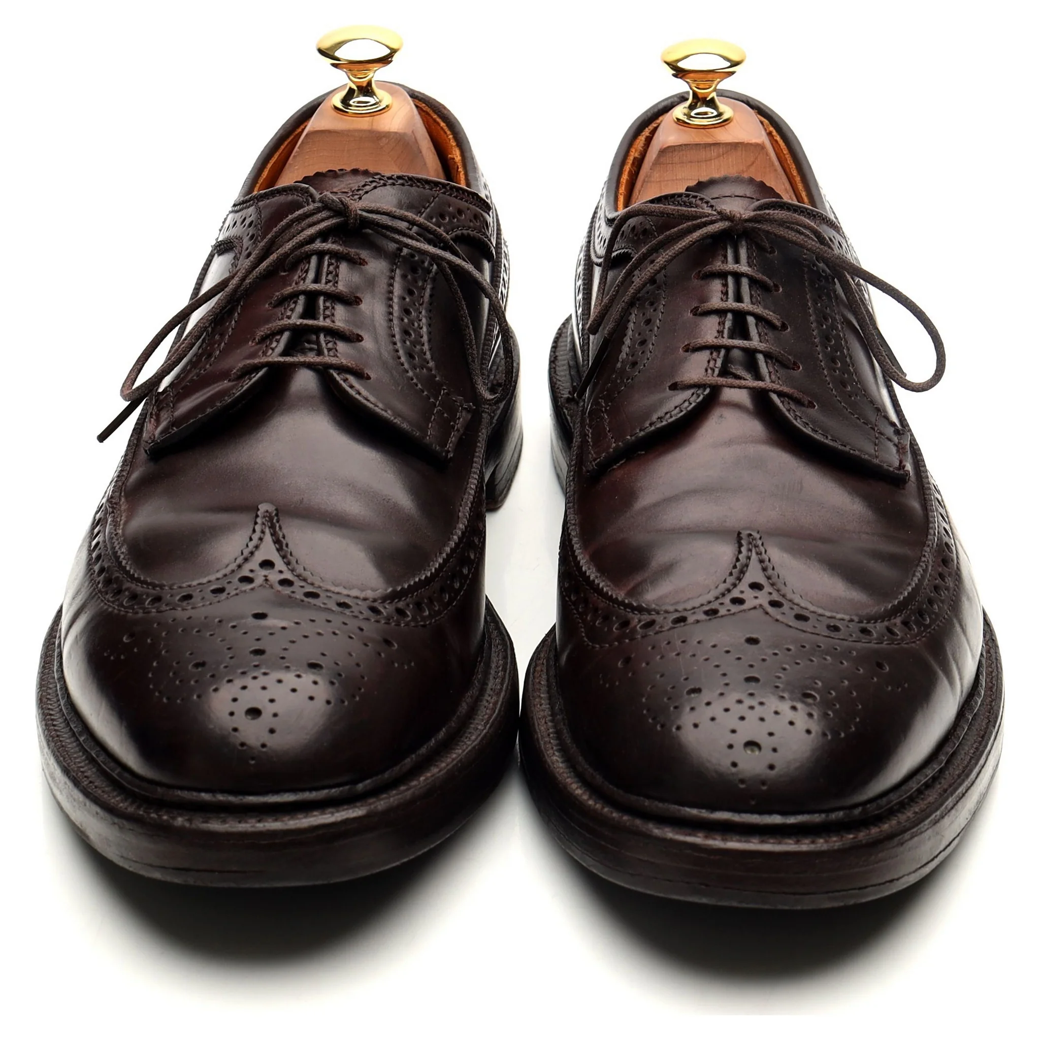 '975' Burgundy Cordovan Leather Derby Brogues UK 9 US 9.5 - Image 9