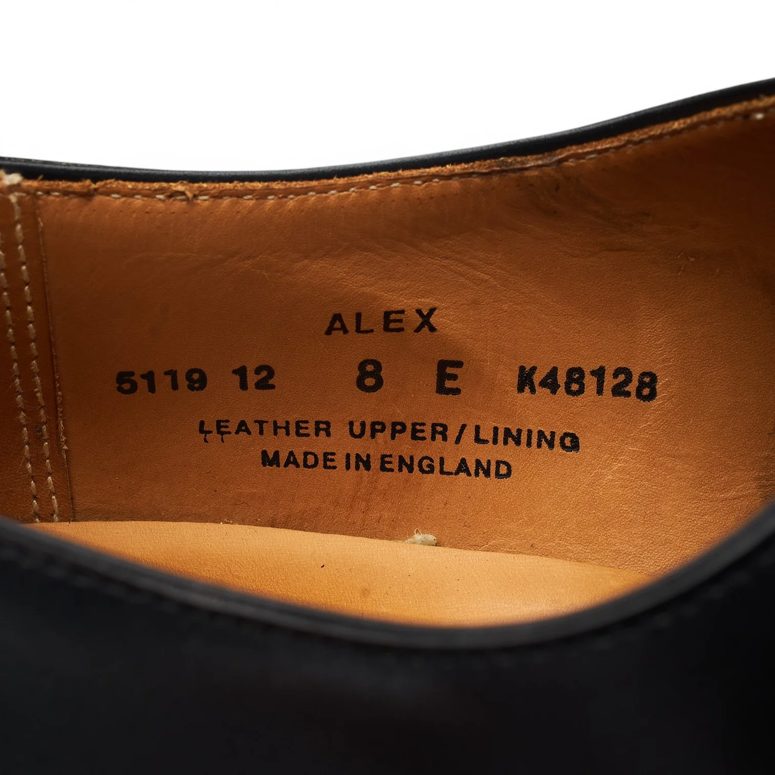 'Alex' Black Leather Wholecut Oxford UK 8 E - Image 7