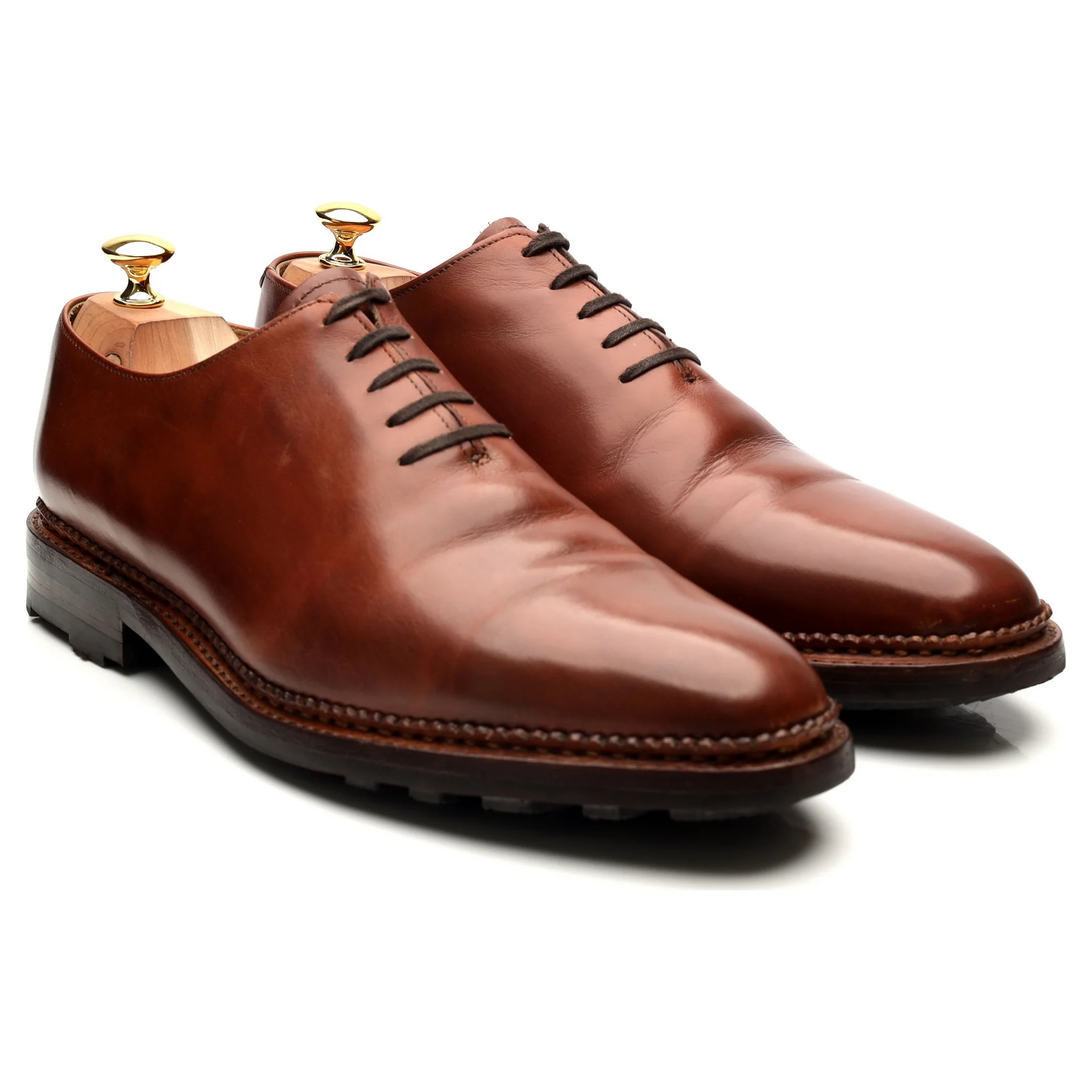 Tan Brown Leather Wholecut Oxford UK 10.5 - Image 7