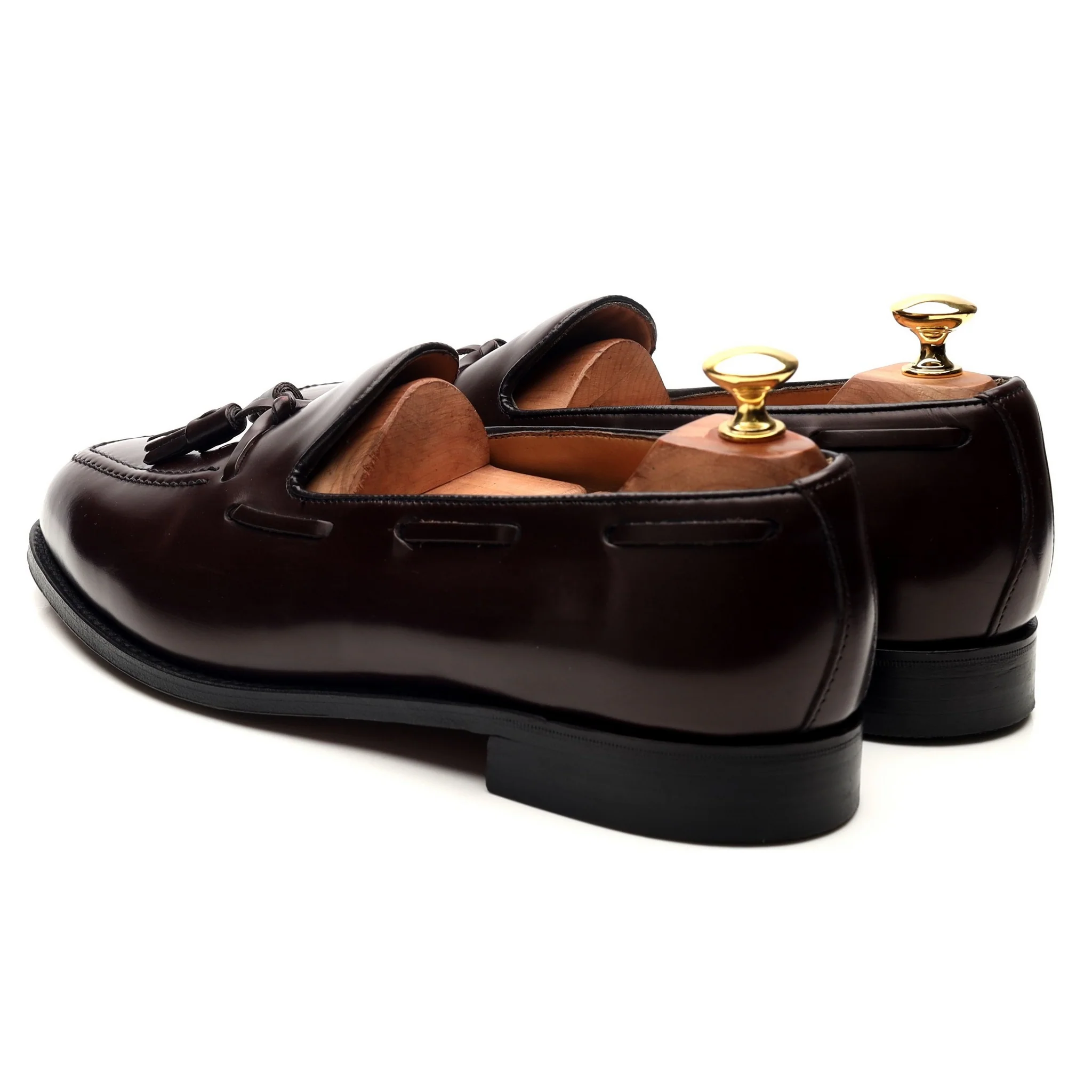'Harrow' Burgundy Leather Tassel Loafers UK 9 EX - Image 3