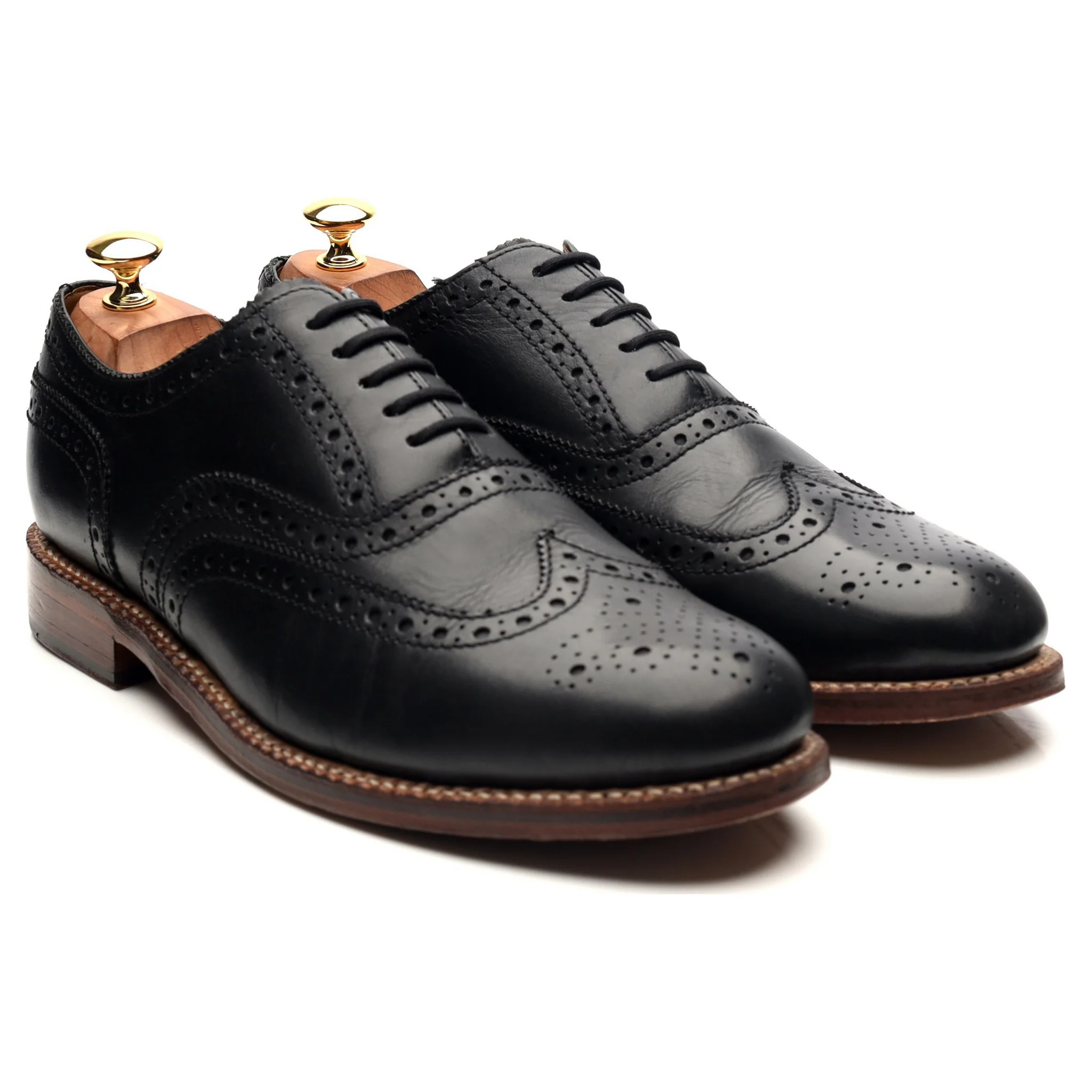 'Angus' Black Leather Oxford Brogues UK 10 G - Image 7