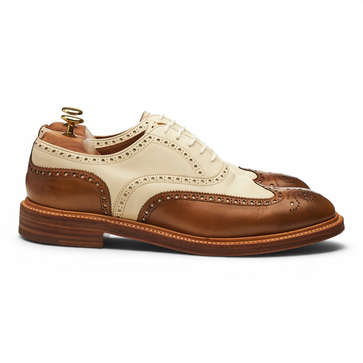 'Archie' Brown & Cream Leather Oxford Spectator Brogues UK 8 F