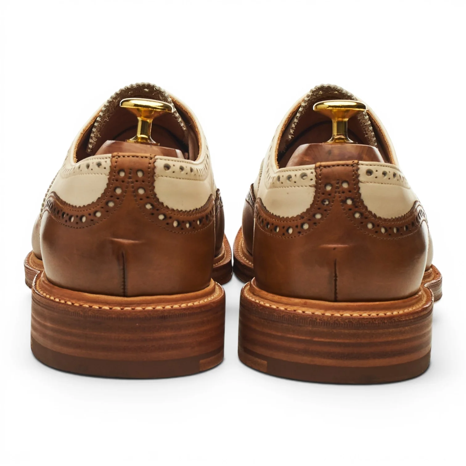 'Archie' Brown & Cream Leather Oxford Spectator Brogues UK 8 F - Image 4