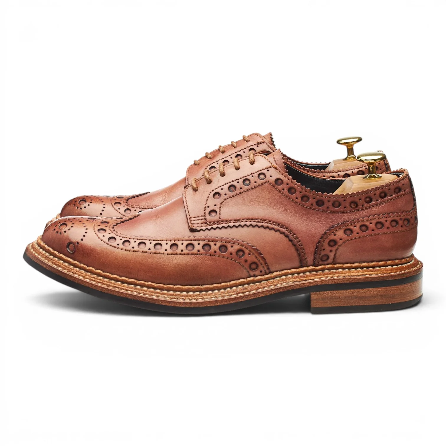 'Archie' Triple Welt Tan Brown Leather Derby Brogues UK 8.5 G - Image 3