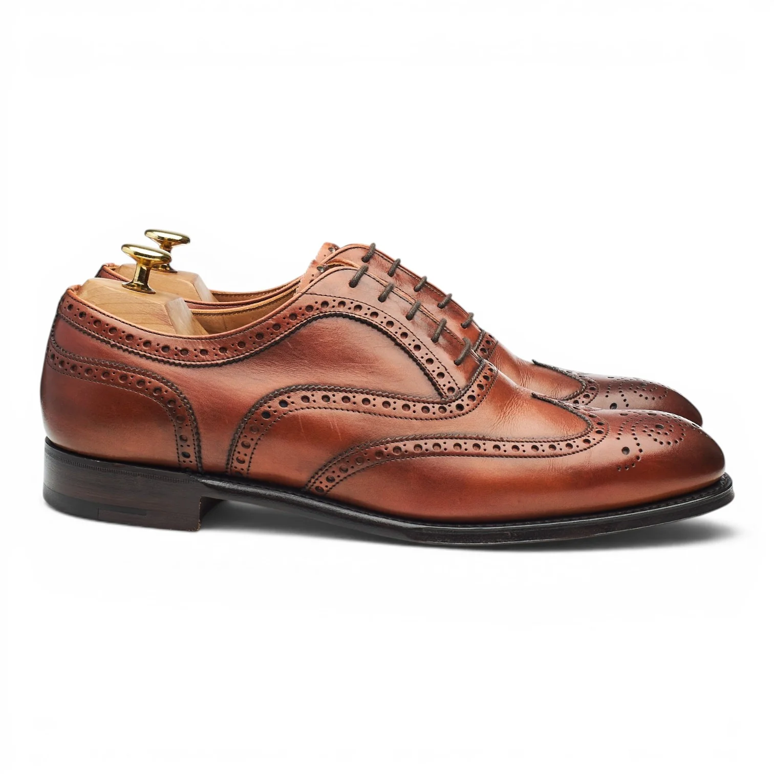 'Arthur lll' Tan Brown Leather Oxford Brogues UK 8.5 F
