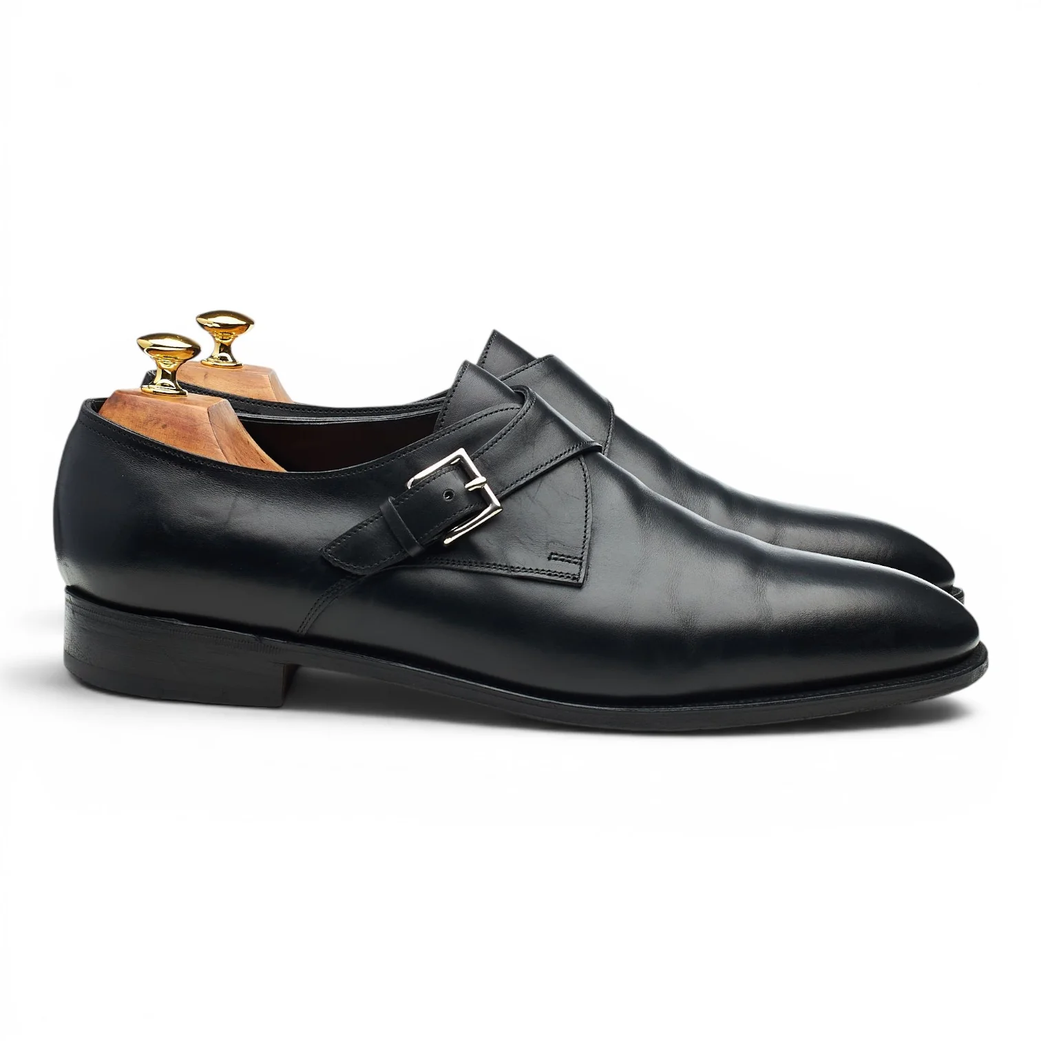 'Ashill' Black Leather Monk Strap UK 11 EE