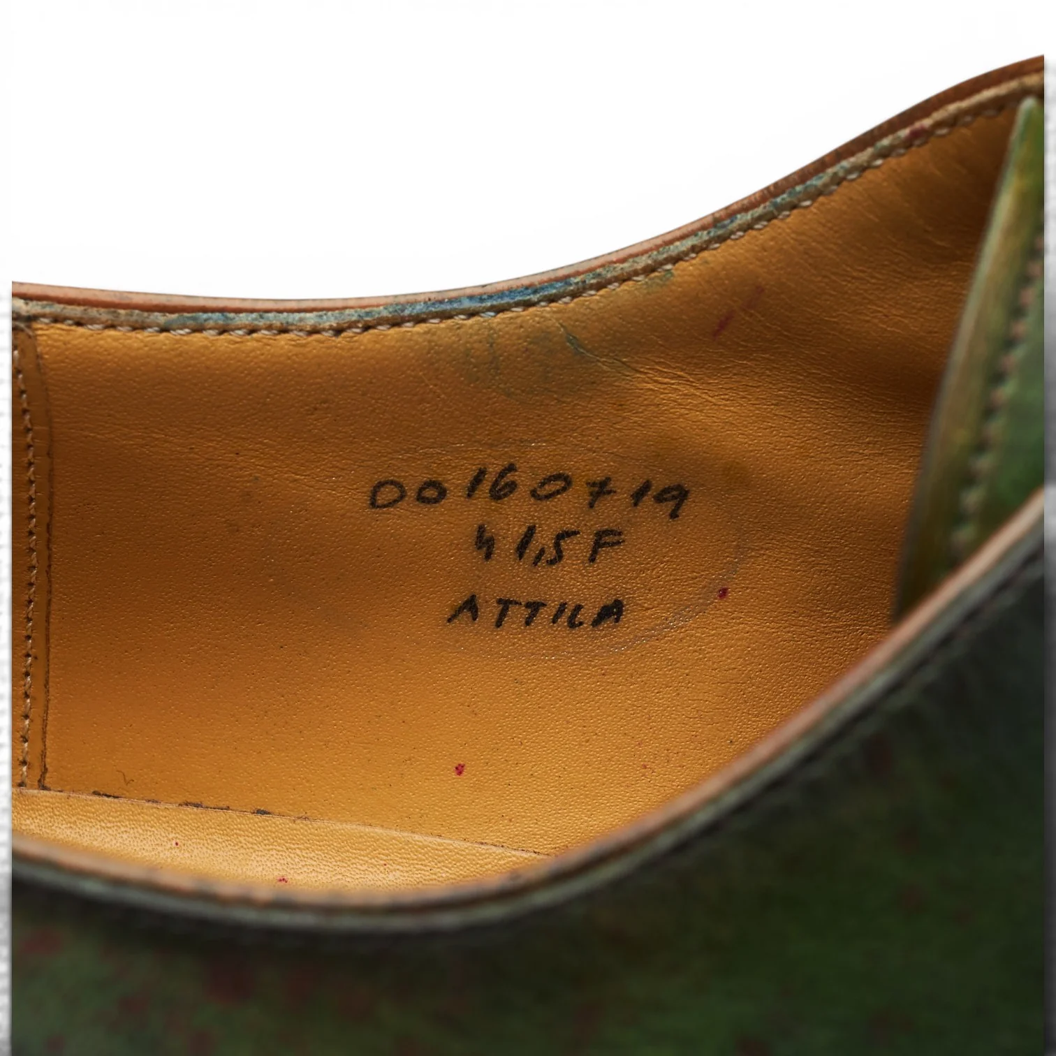 Green Patina Leather Derby UK 7.5 EU 41.5 F - Image 7