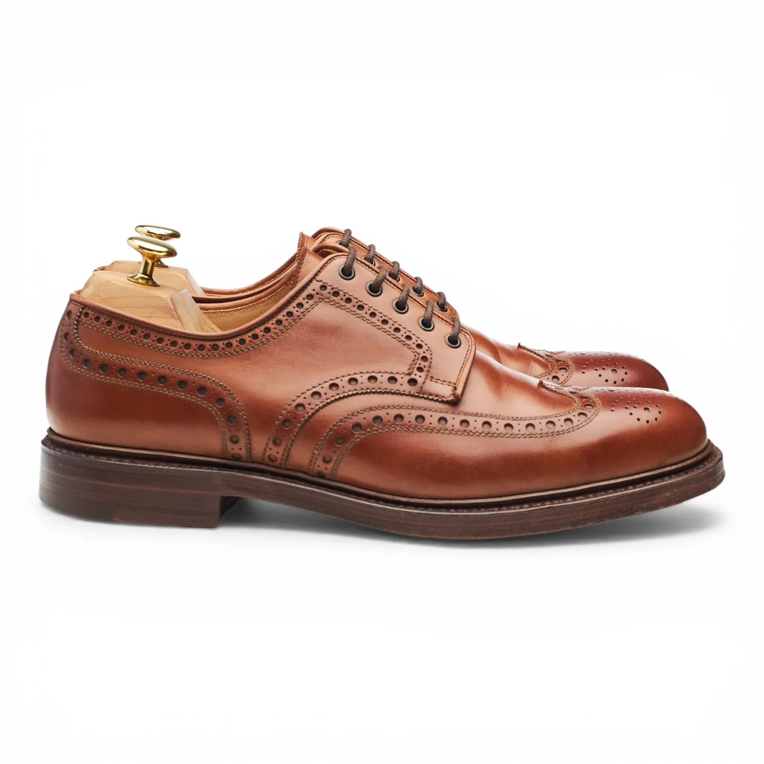 'Bangor' Tan Brown Leather Derby Brogues UK 8.5 E
