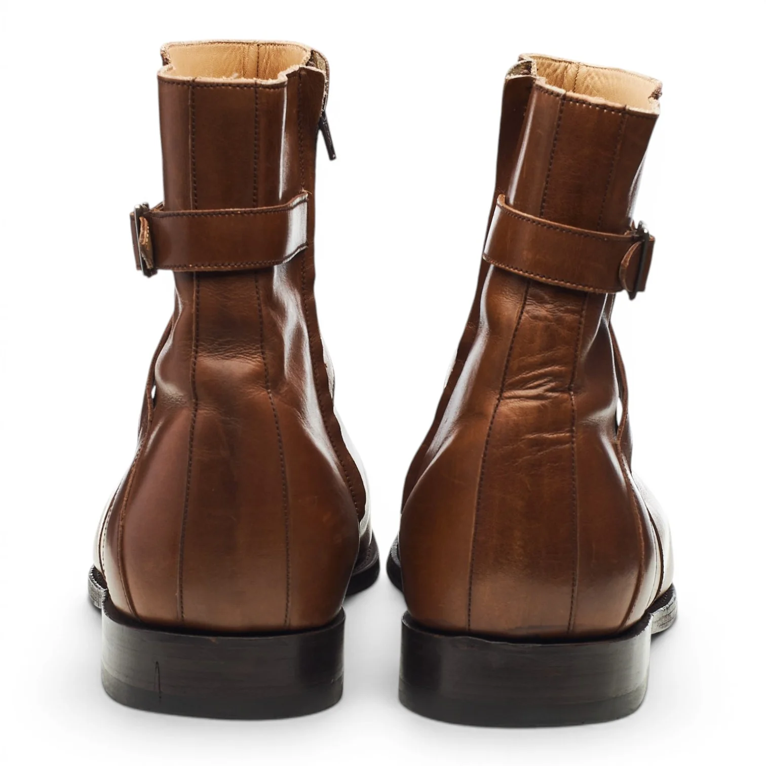 Brown Leather Zip-up Jodhpur Boots UK 10.5 G - Image 4