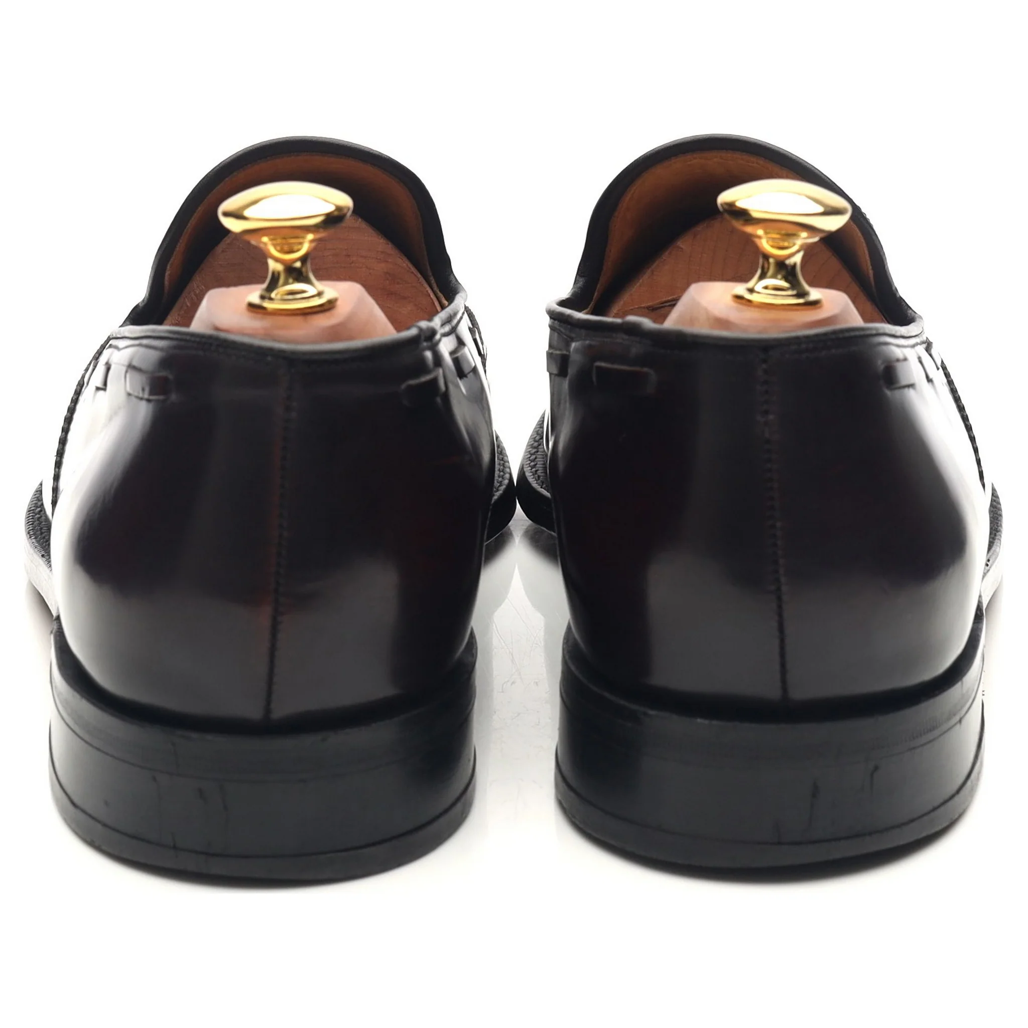 'Clive' Burgundy Leather Wing Cap Tassel Loafers UK 9.5 G - Image 4