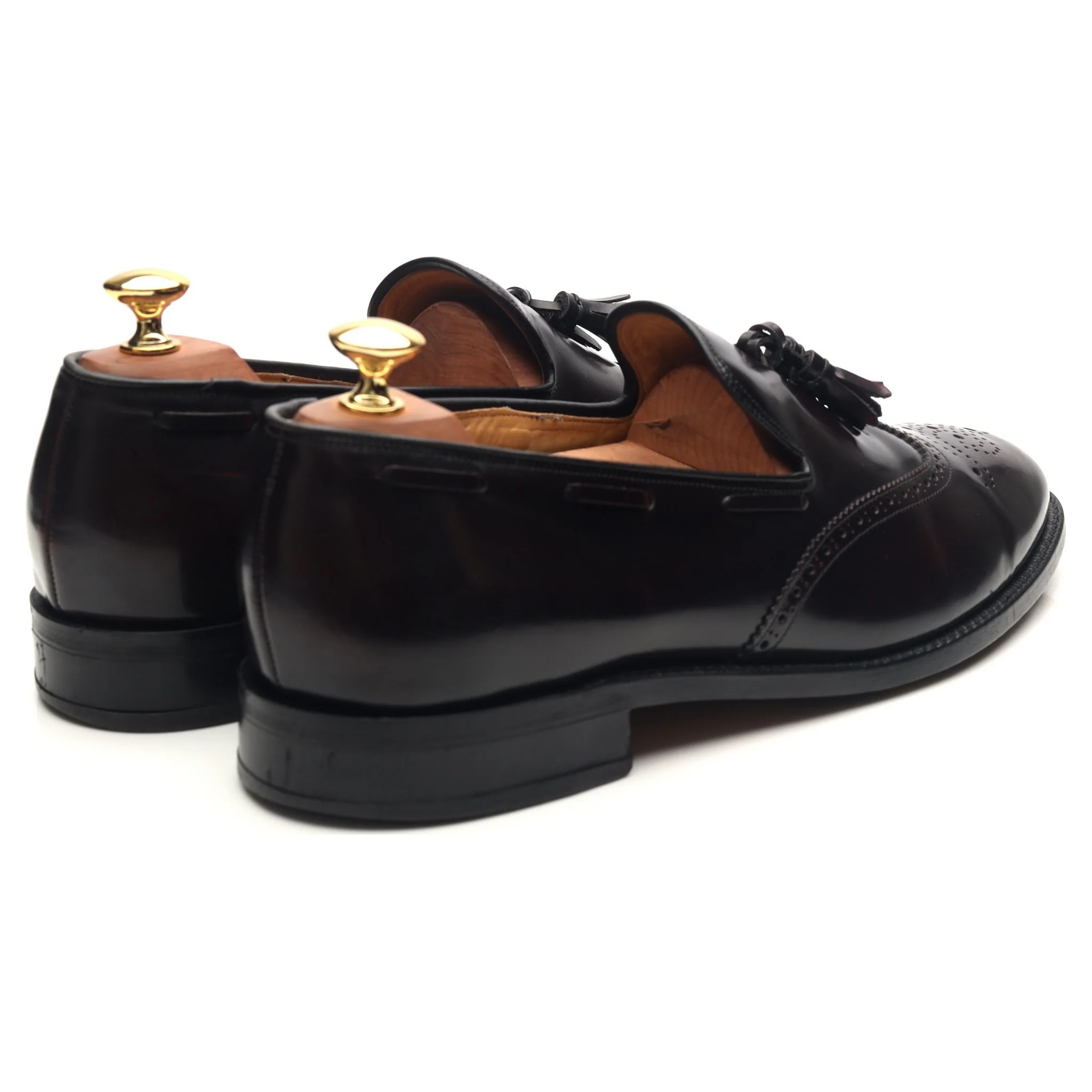 'Clive' Burgundy Leather Wing Cap Tassel Loafers UK 9.5 G - Image 5