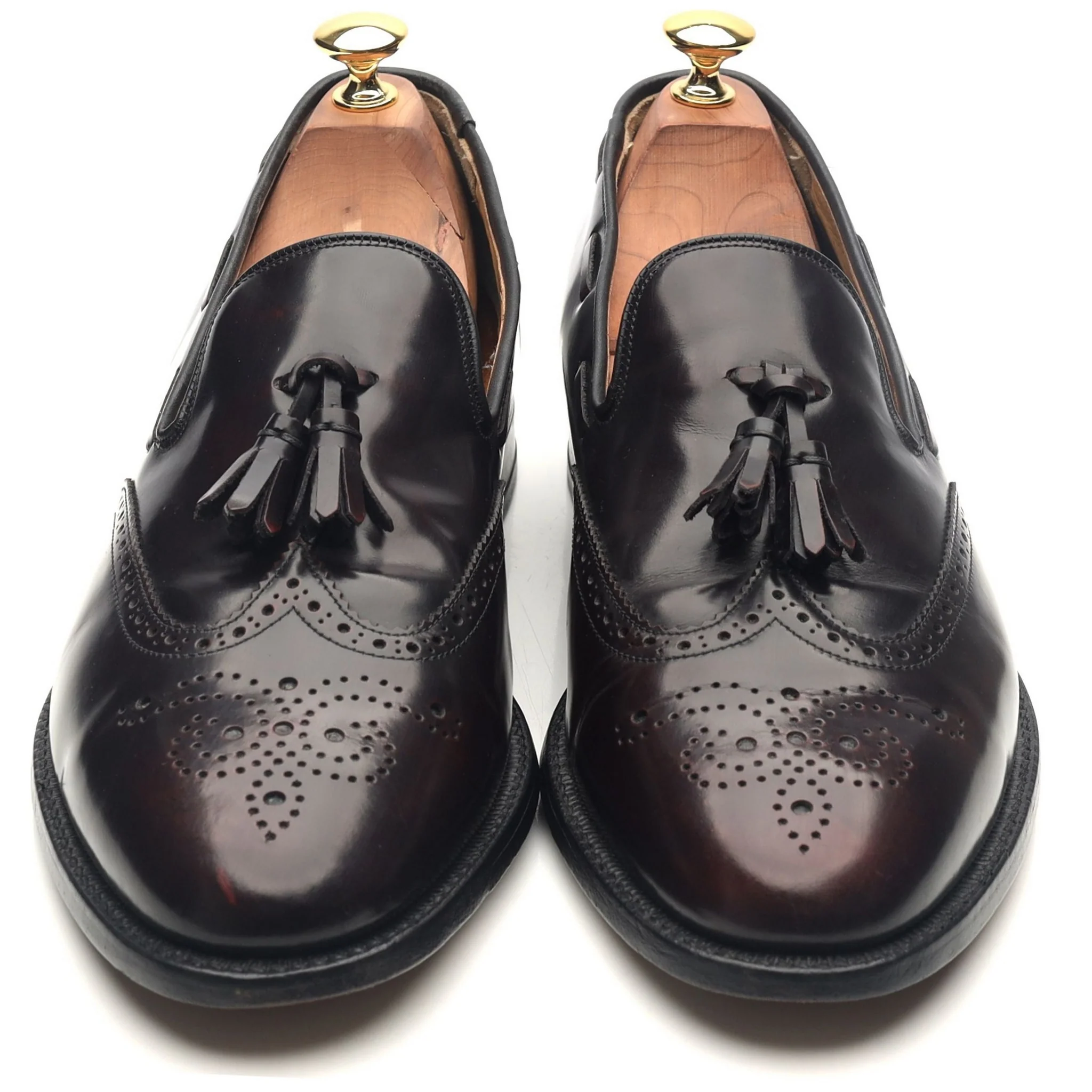 'Clive' Burgundy Leather Wing Cap Tassel Loafers UK 9.5 G - Image 9