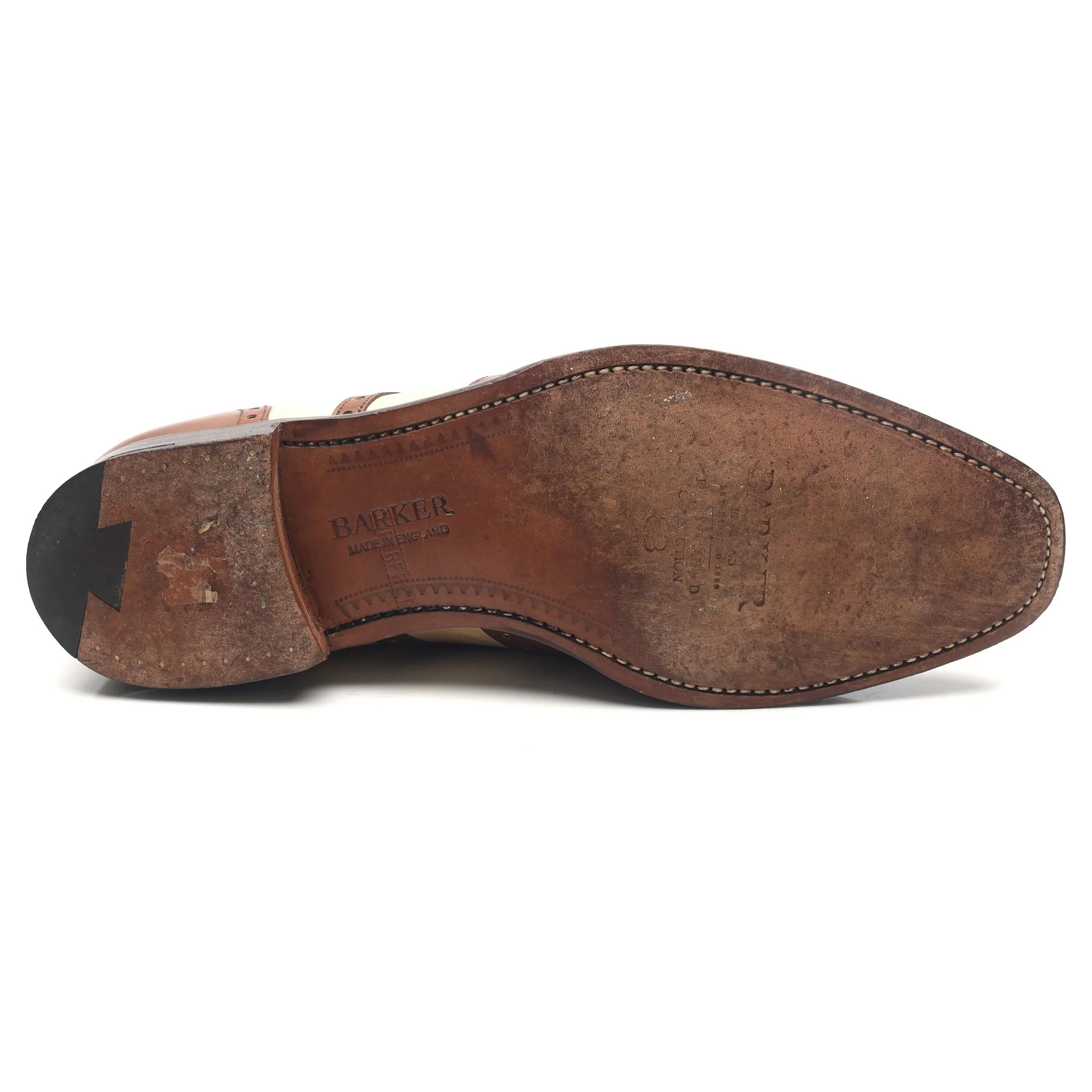 'Cambridge' Brown Beige Two Tone Leather Brogues UK 11 FX - Image 11