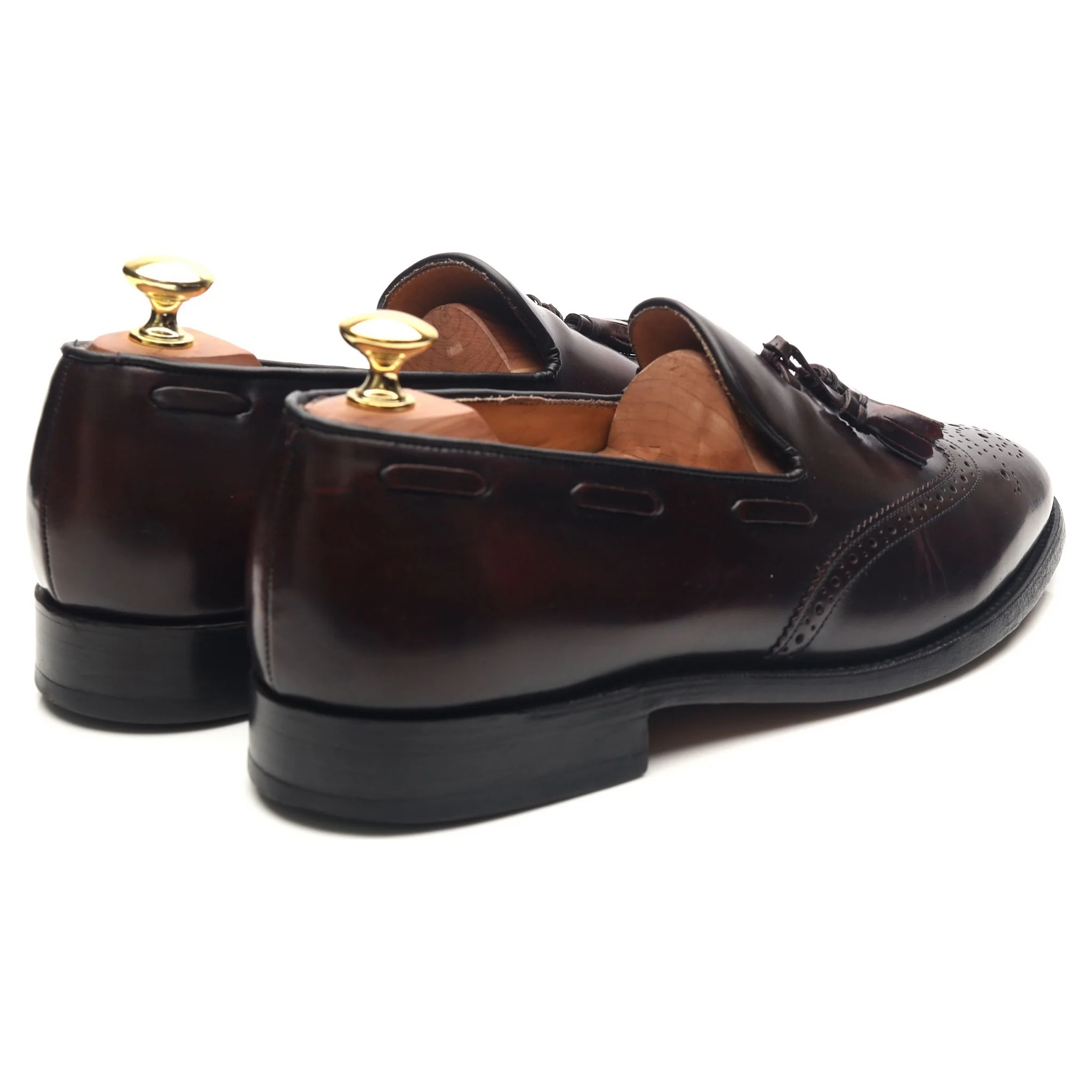 'Clive' Burgundy Leather Wing Cap Tassel Loafers UK 8 F - Image 6