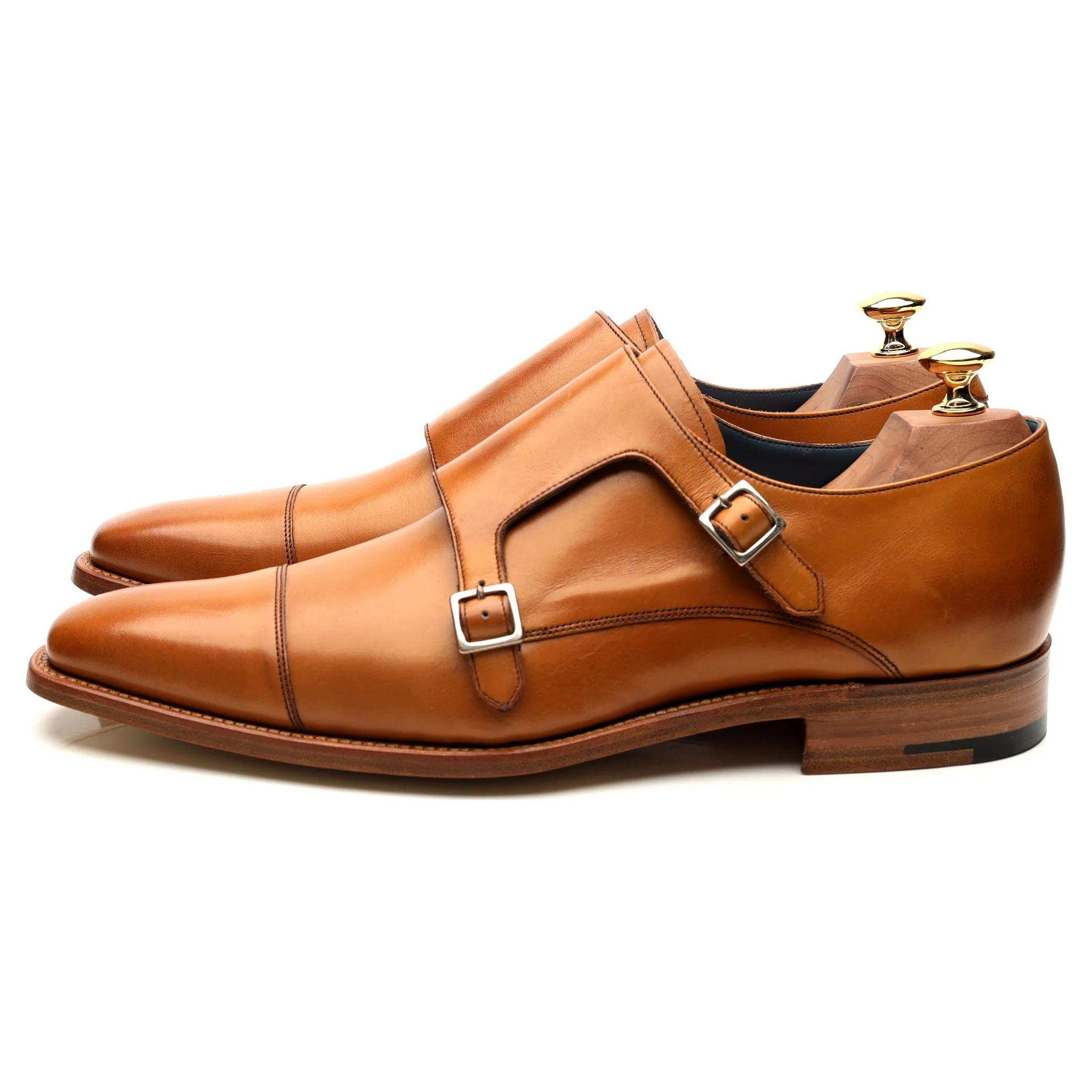 'Hillman' Tan Brown Leather Double Monk Strap UK 9 F - Image 2