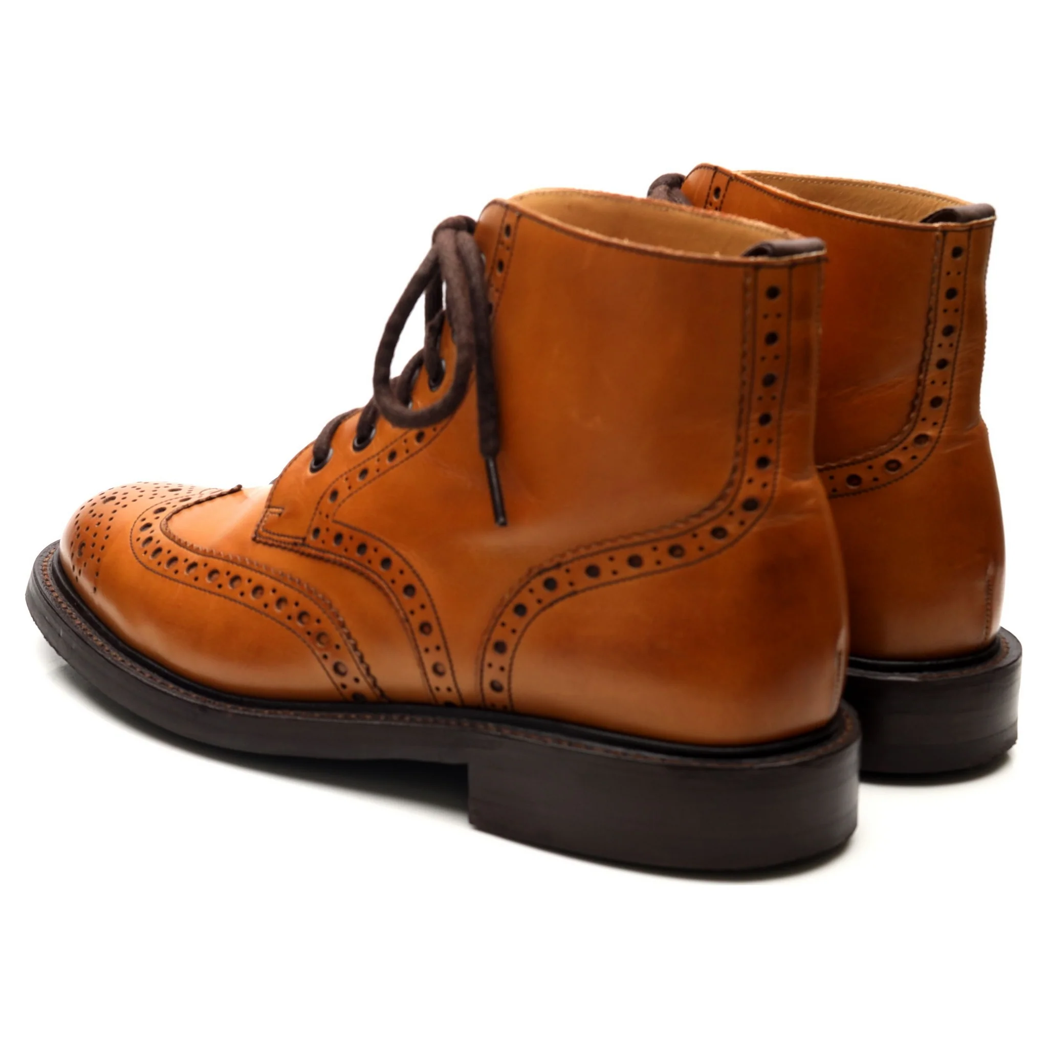 'Harrison' Tan Brown Leather Brogue Boots UK 9 F - Image 3