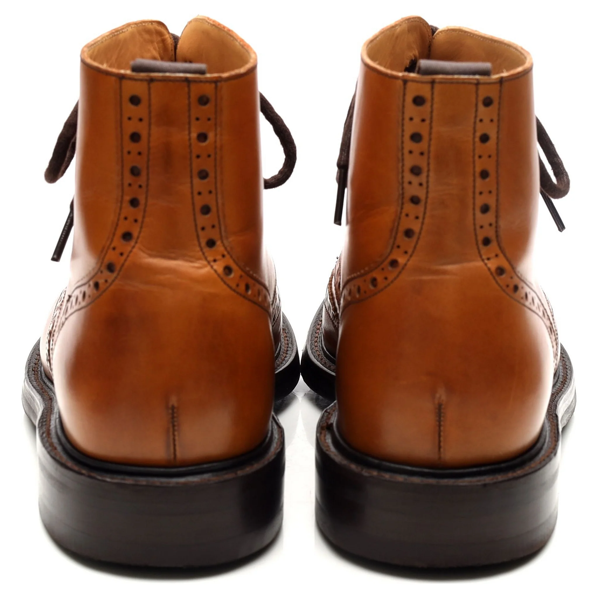 'Harrison' Tan Brown Leather Brogue Boots UK 9 F - Image 4