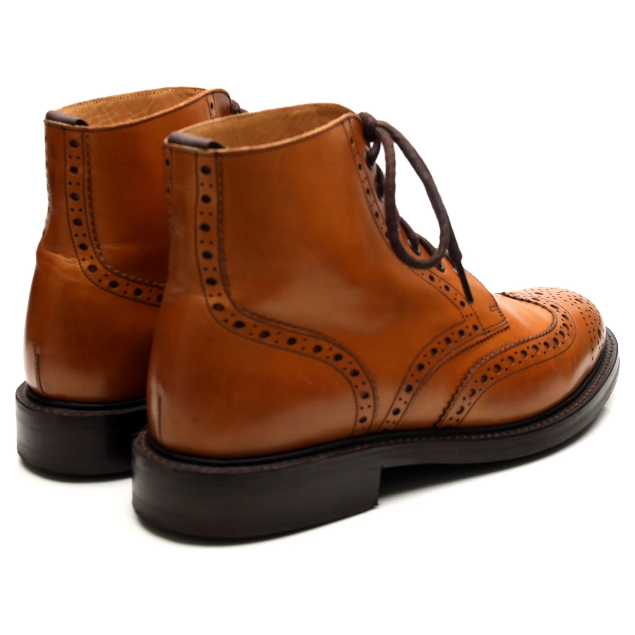 'Harrison' Tan Brown Leather Brogue Boots UK 9 F - Image 5