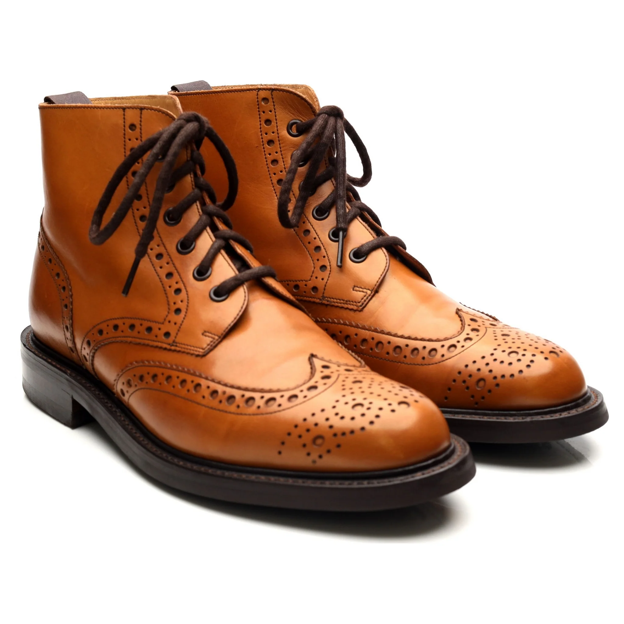'Harrison' Tan Brown Leather Brogue Boots UK 9 F - Image 7